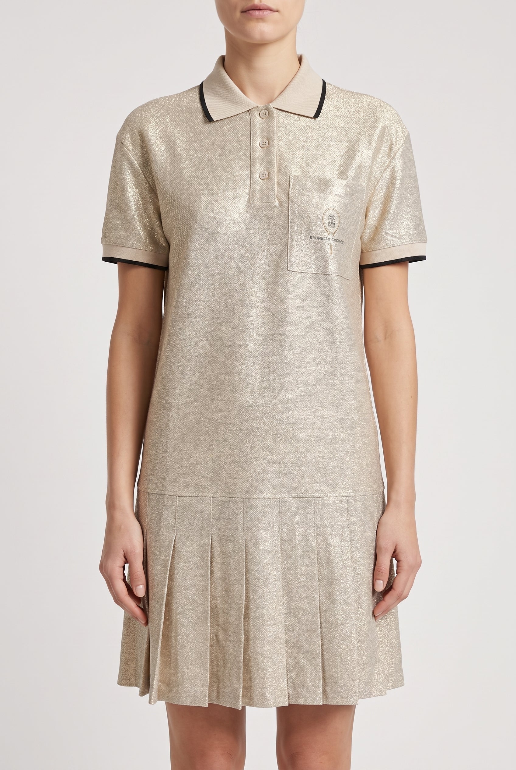 BRUNELLO CUCINELLI WOMEN'S LIGHT GOLD LINEN BLEND DRESS