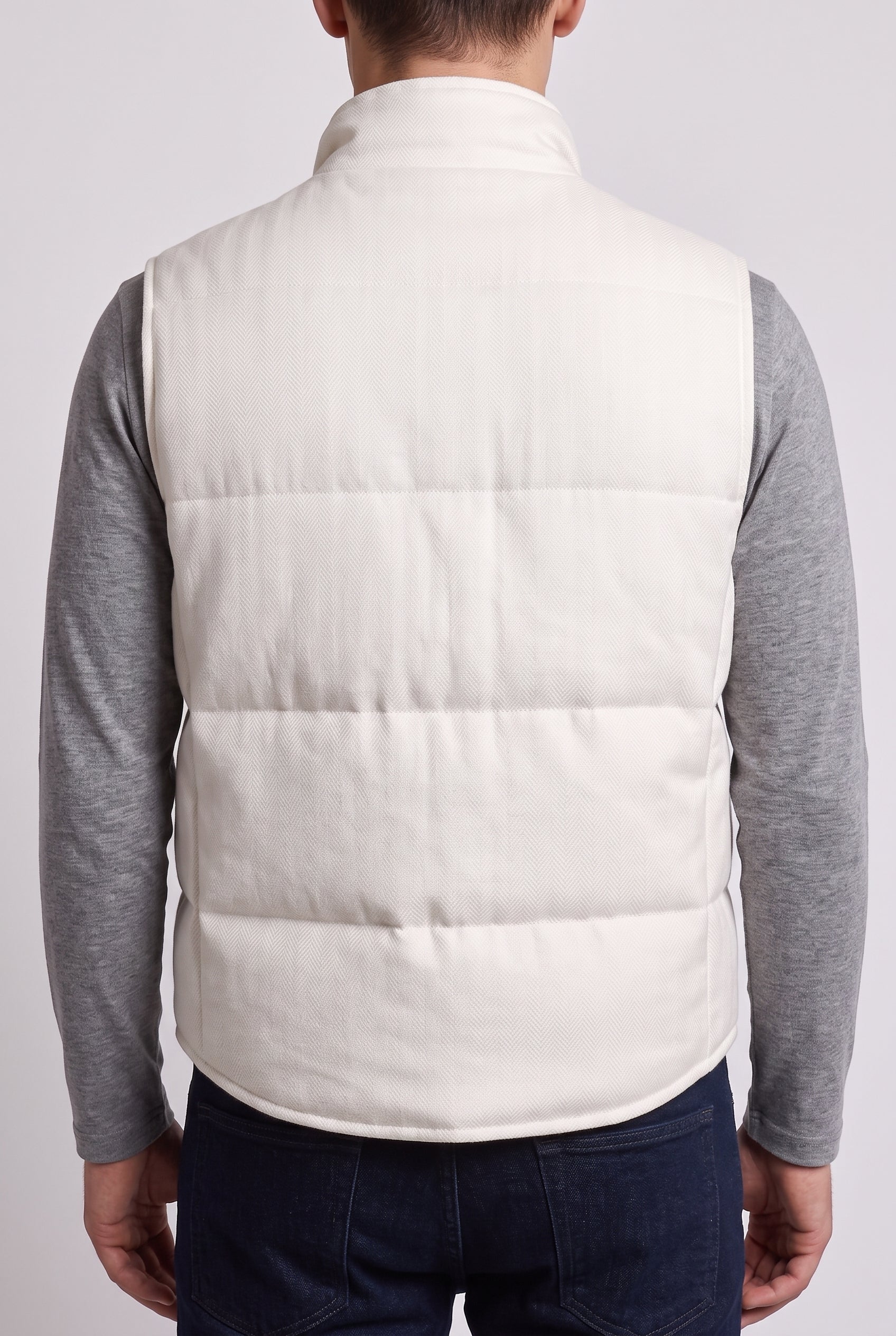 BRUNELLO CUCINELLI MEN'S OFF WHITE WOOL BLEND VEST