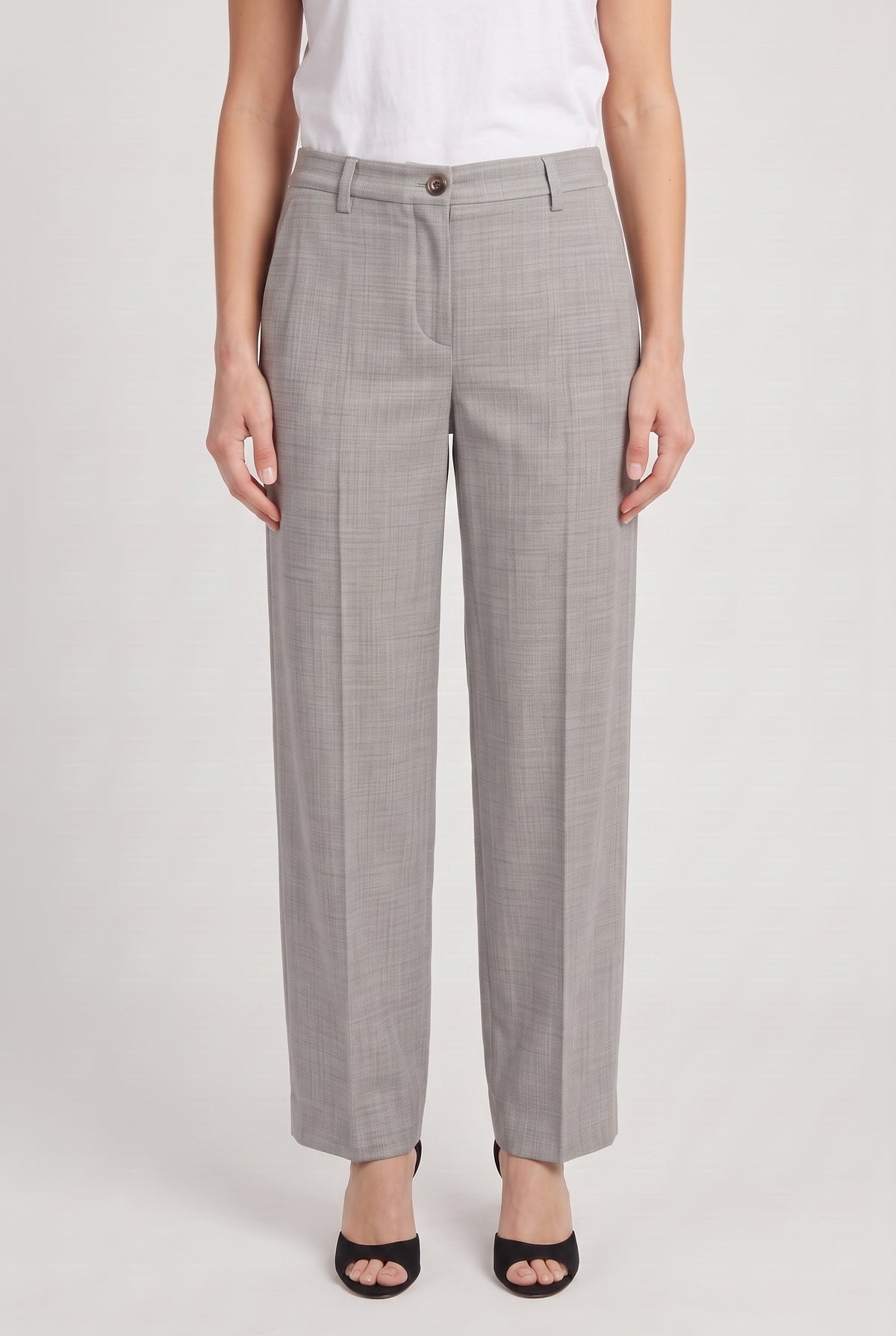 BRUNELLO CUCINELLI WOMEN'S LIGHT GREY WOOL TROUSERS