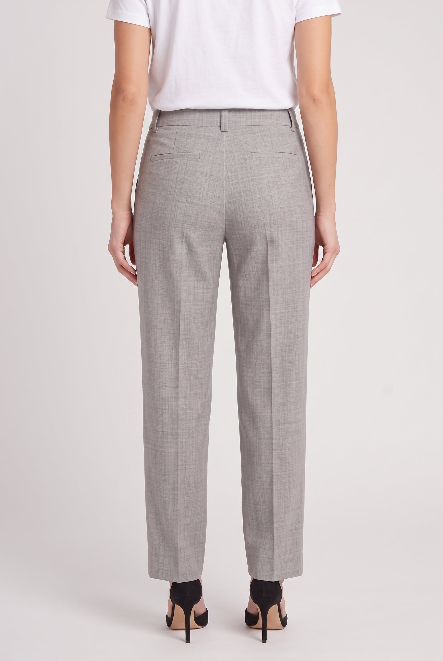 BRUNELLO CUCINELLI WOMEN'S LIGHT GREY WOOL TROUSERS