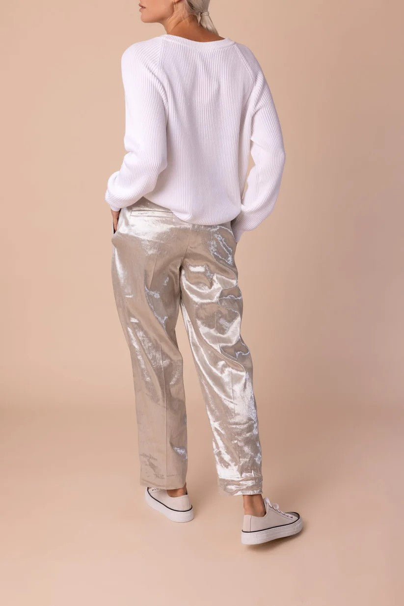 BRUNELLO CUCINELLI WOMEN'S LIGHT BEIGE LINEN TROUSERS