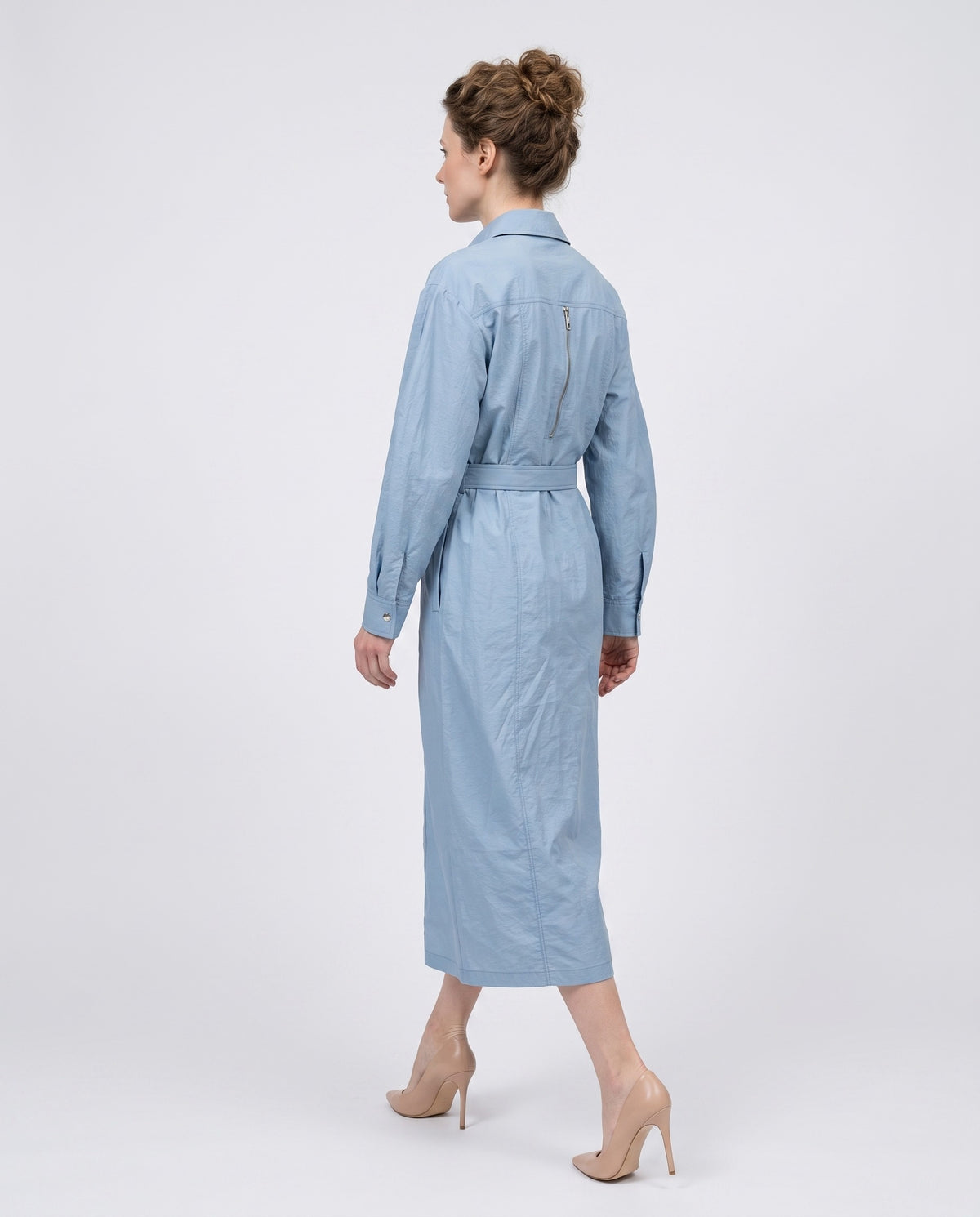 BRUNELLO CUCINELLI WOMEN'S LIGHT BLUE COTTON DRESS