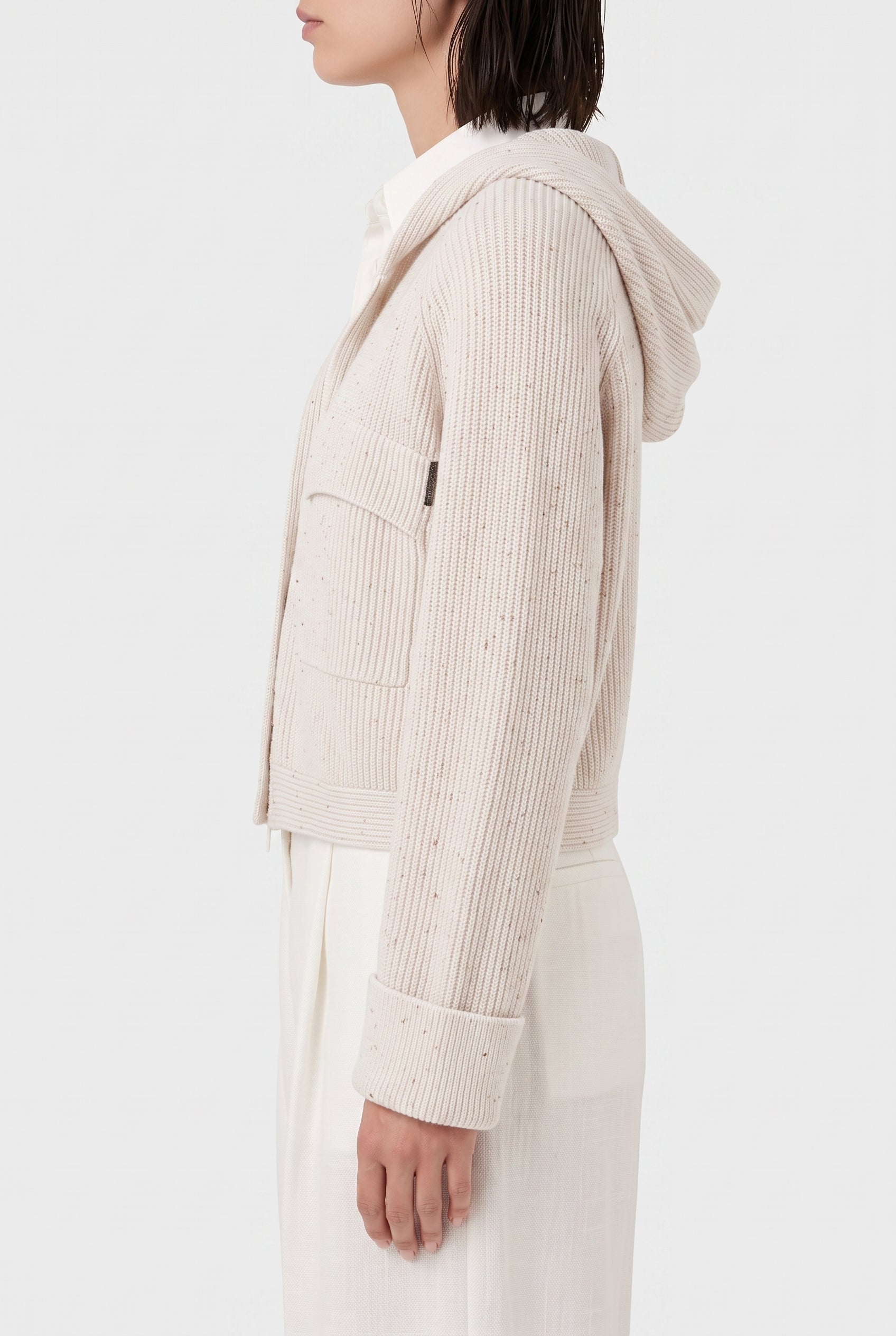 BRUNELLO CUCINELLI WOMEN'S LIGHT BEIGE KNITTED JACKET