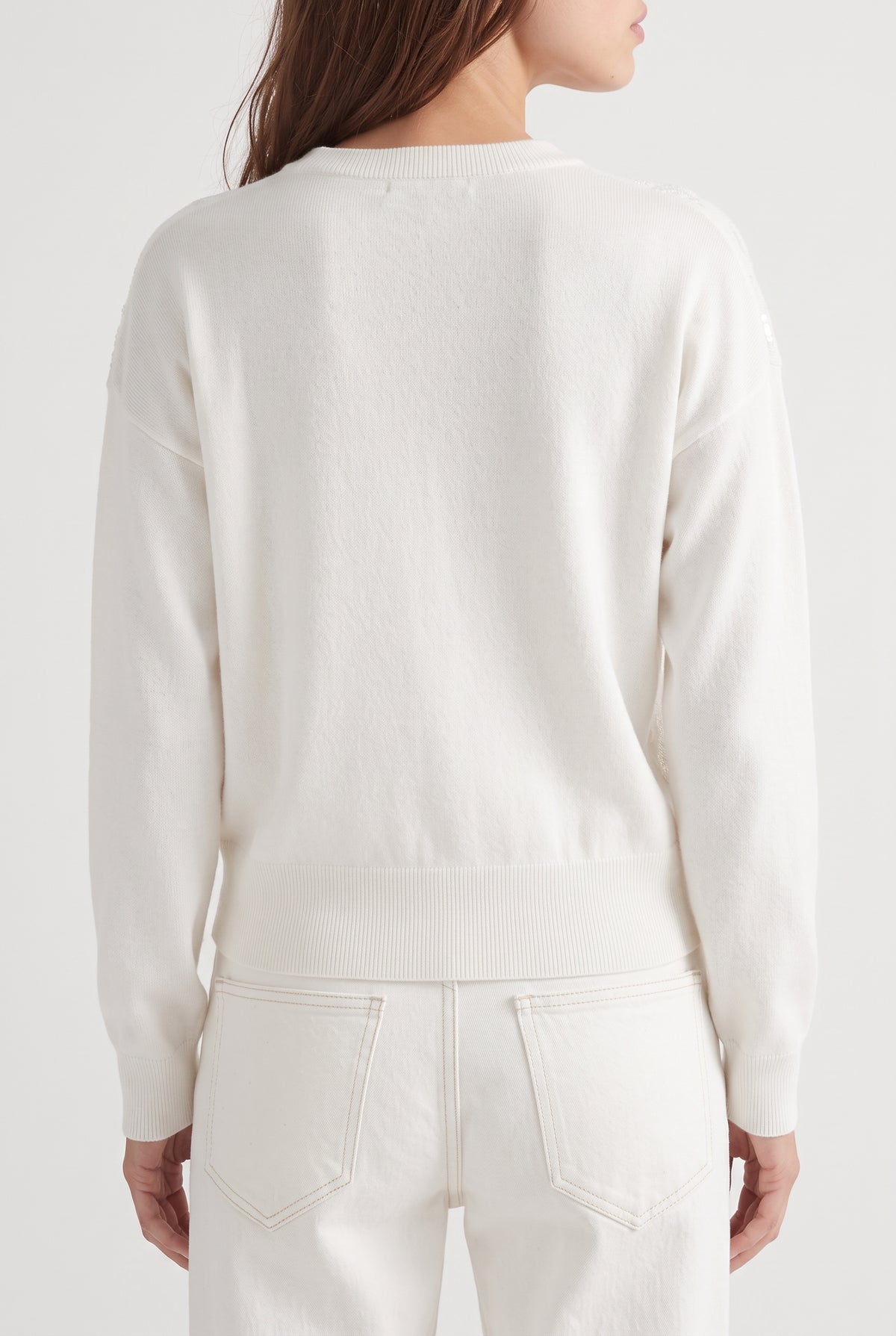 BRUNELLO CUCINELLI WOMEN'S WHITE WOOL SILK SWEATER