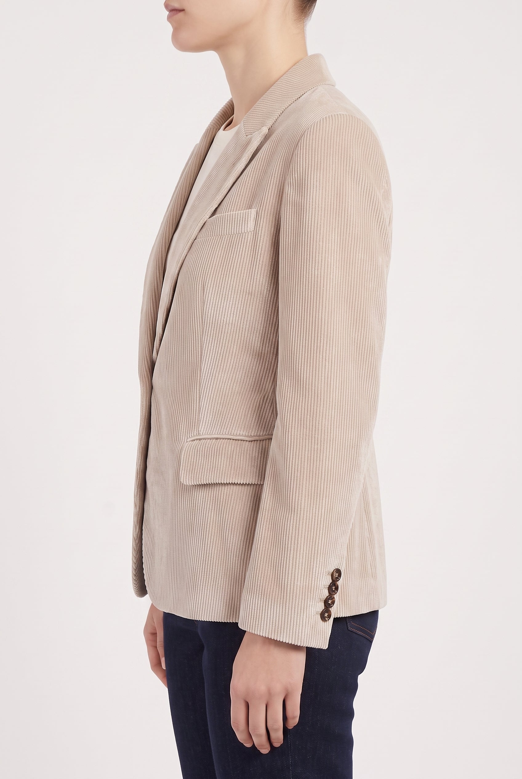 BRUNELLO CUCINELLI WOMEN'S BEIGE CASUAL CORDUROY JACKET