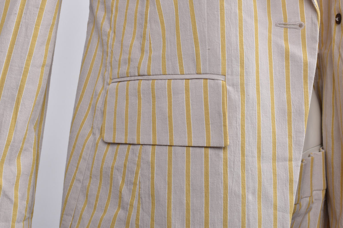 BRUNELLO CUCINELLI WOMEN'S BEIGE STRIPED LINEN SUIT