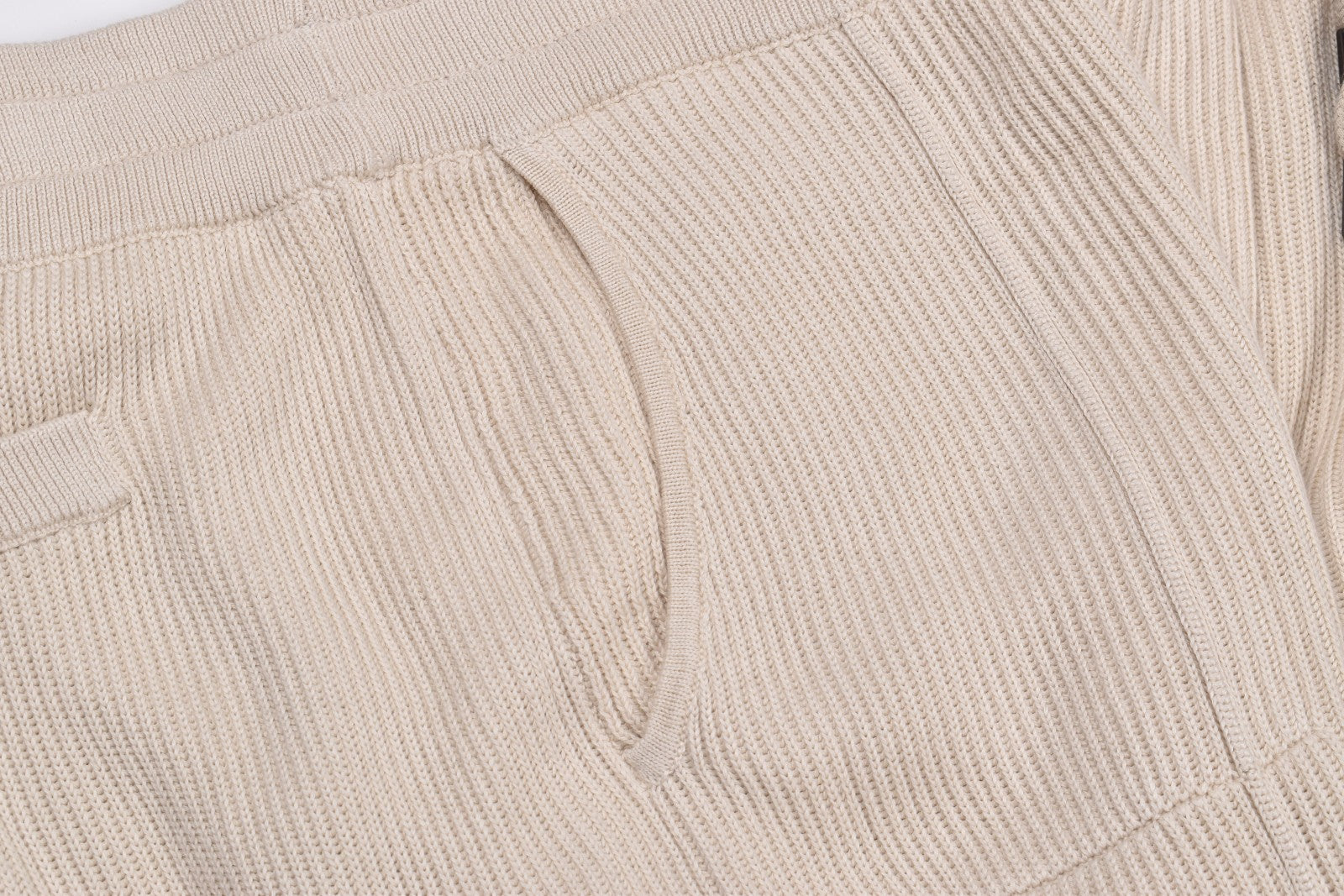 BRUNELLO CUCINELLI WOMEN'S BEIGE RIBBED KNIT TROUSERS