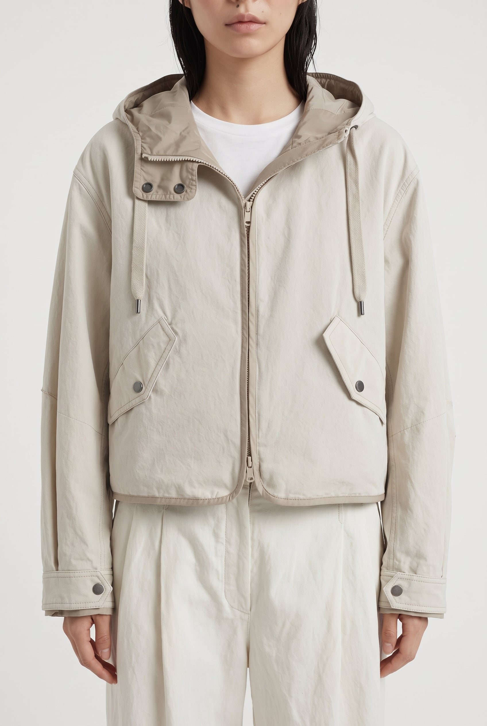 BRUNELLO CUCINELLI WOMEN'S LIGHT BEIGE COTTON JACKET