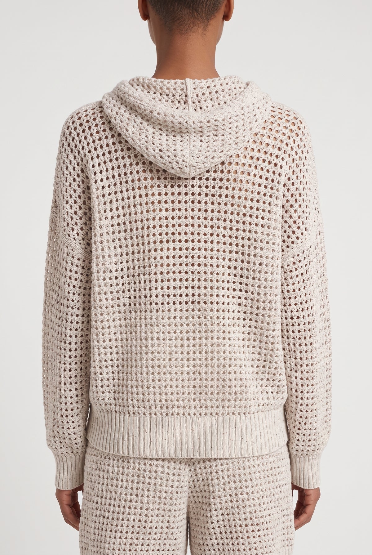 BRUNELLO CUCINELLI WOMEN'S LIGHT BEIGE OPENWORK SWEATER