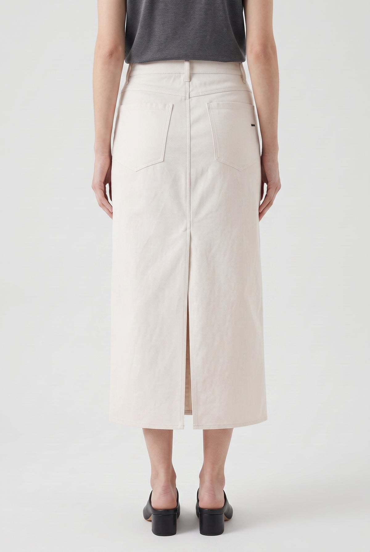 BRUNELLO CUCINELLI WOMEN'S OFF WHITE STRAIGHT COTTON SKIRT