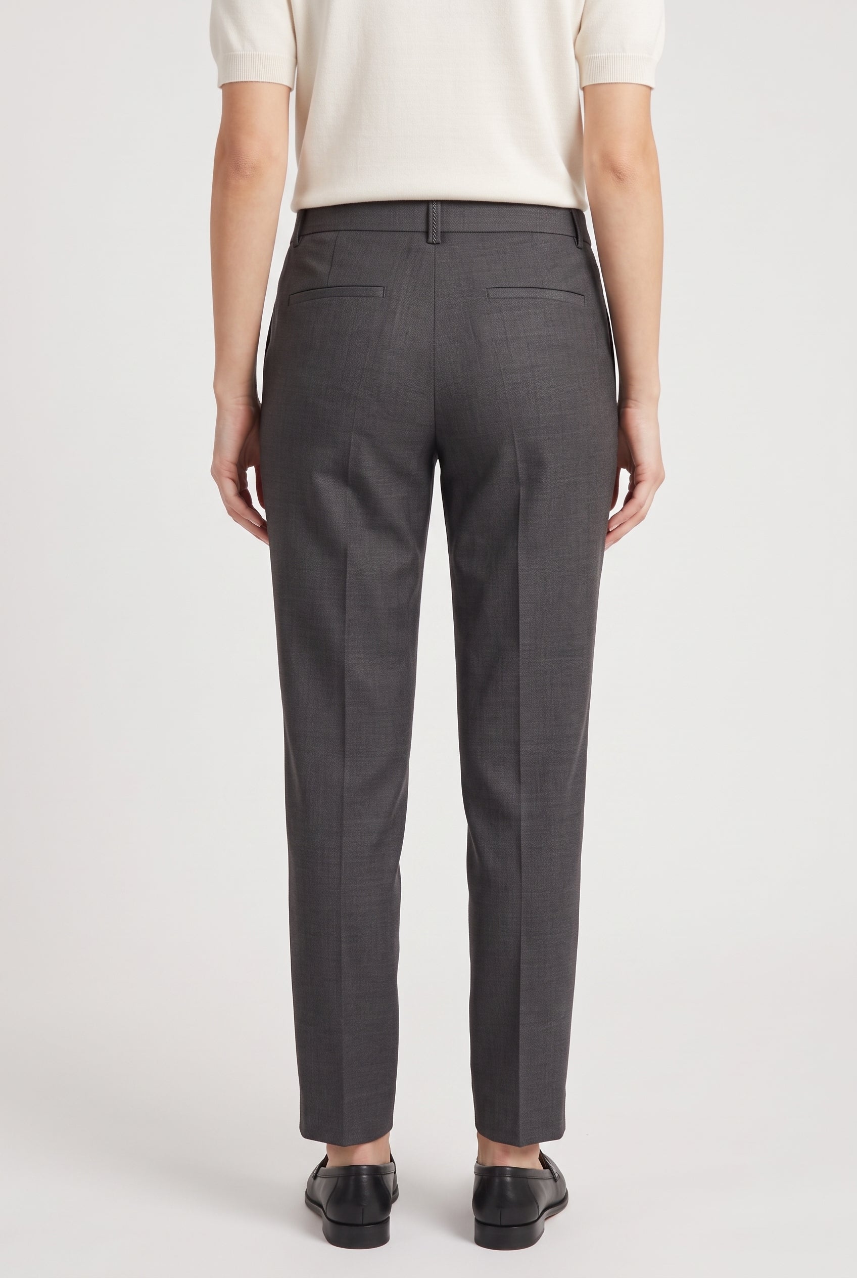 BRUNELLO CUCINELLI WOMEN'S DARK GREY LINEN BLEND TROUSERS