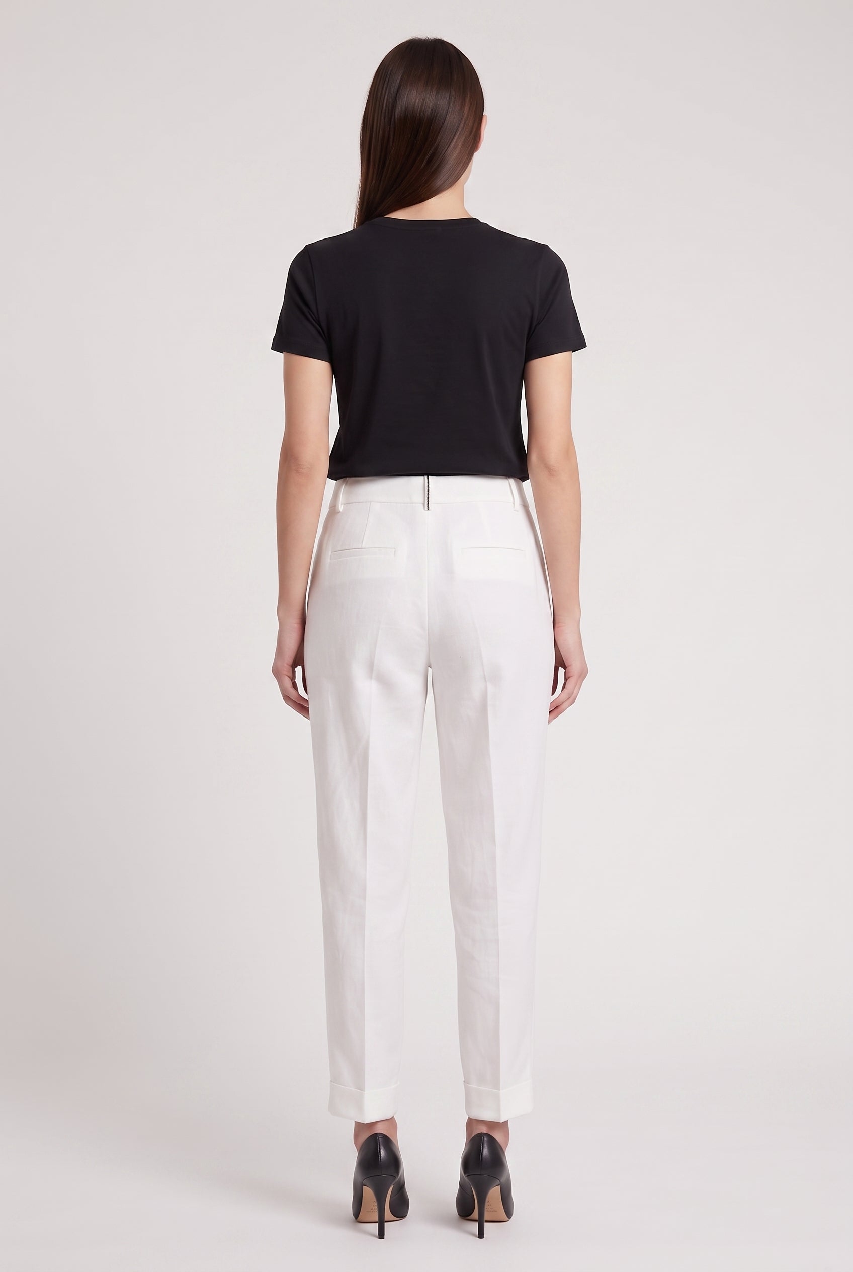 BRUNELLO CUCINELLI WOMEN'S WHITE LINEN BLEND TROUSERS