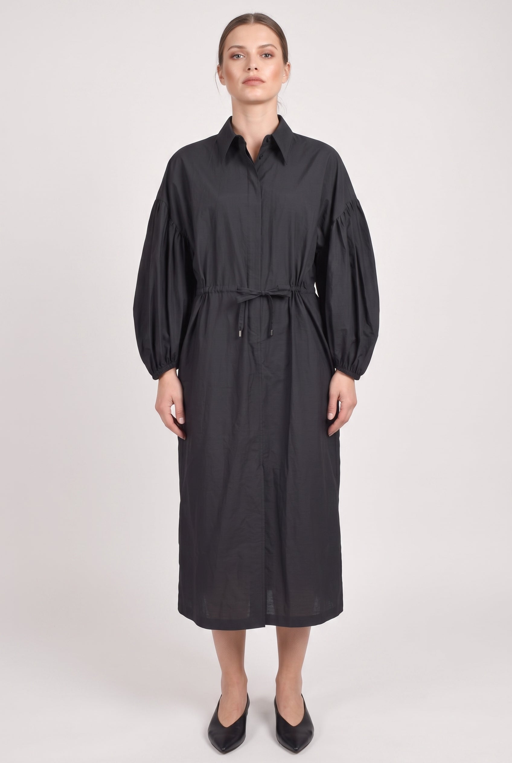 BRUNELLO CUCINELLI WOMEN'S DARK GREY COTTON SHIRT DRESS