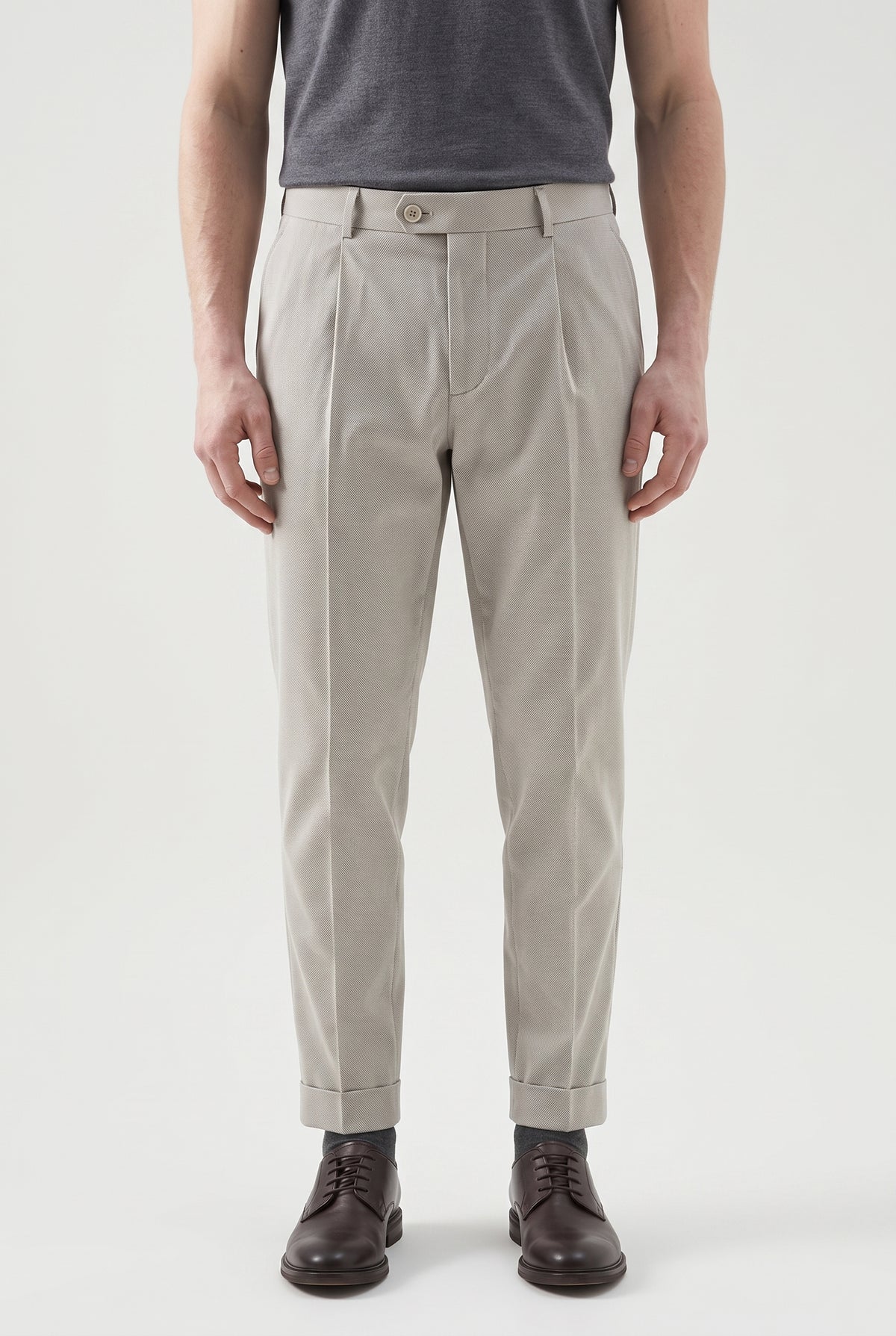 BRUNELLO CUCINELLI MEN'S LIGHT BEIGE TAILORED TROUSERS