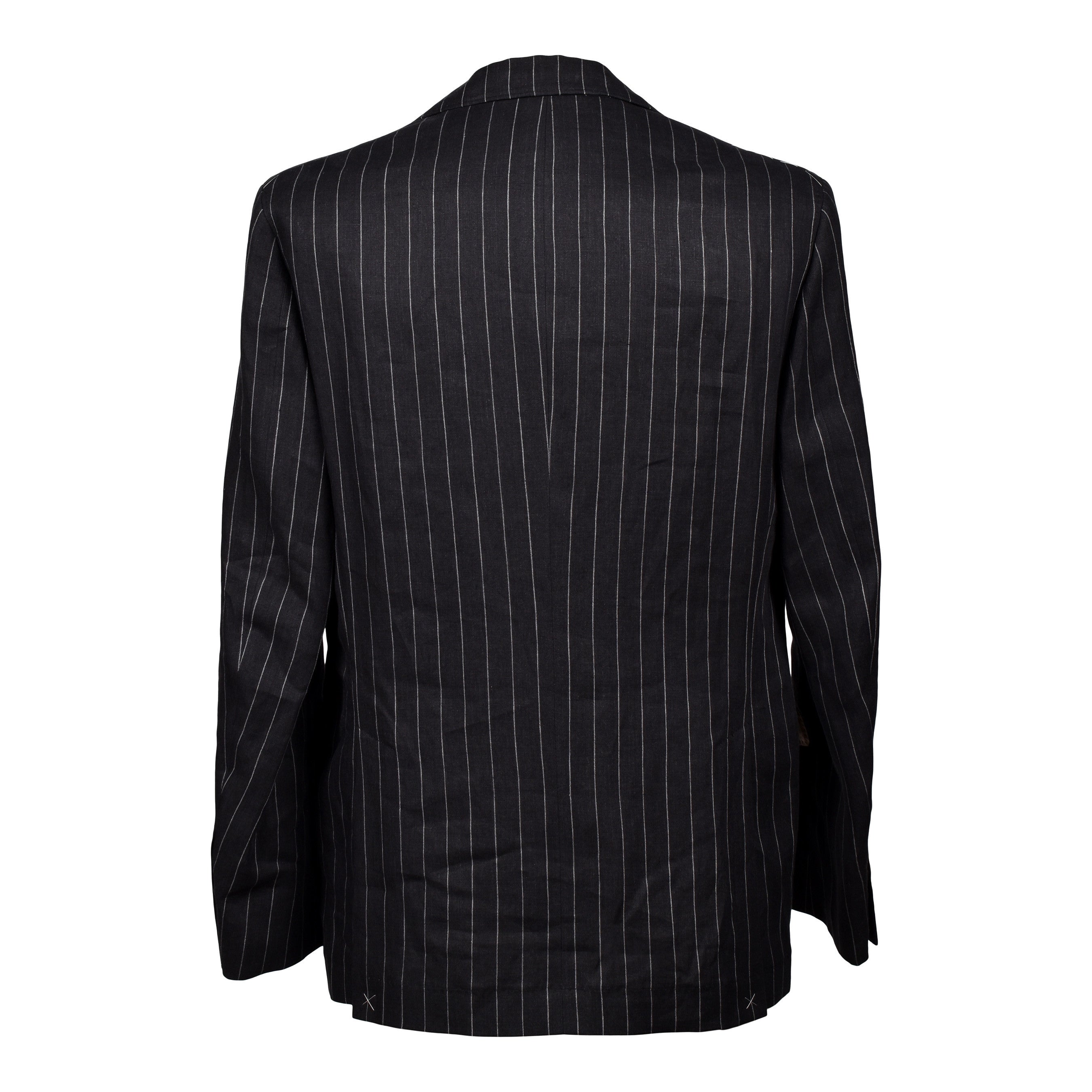 BRUNELLO CUCINELLI MEN'S BLACK LINEN PINSTRIPE BLAZER