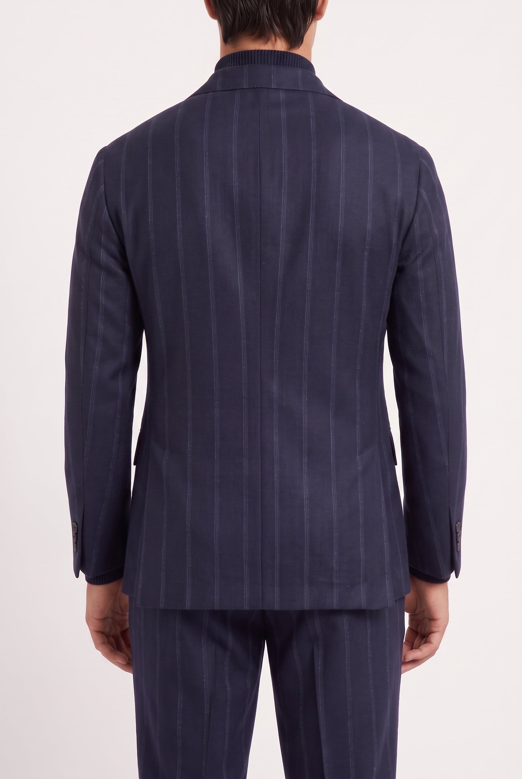 BRUNELLO CUCINELLI MEN'S NAVY WOOL TAILORED BLAZER