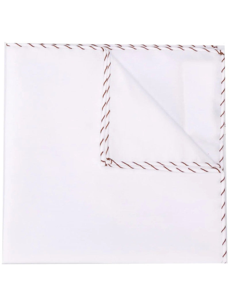 BRUNELLO CUCINELLI MEN'S WHITE GUANACO STITCHED POCKET SQUARE