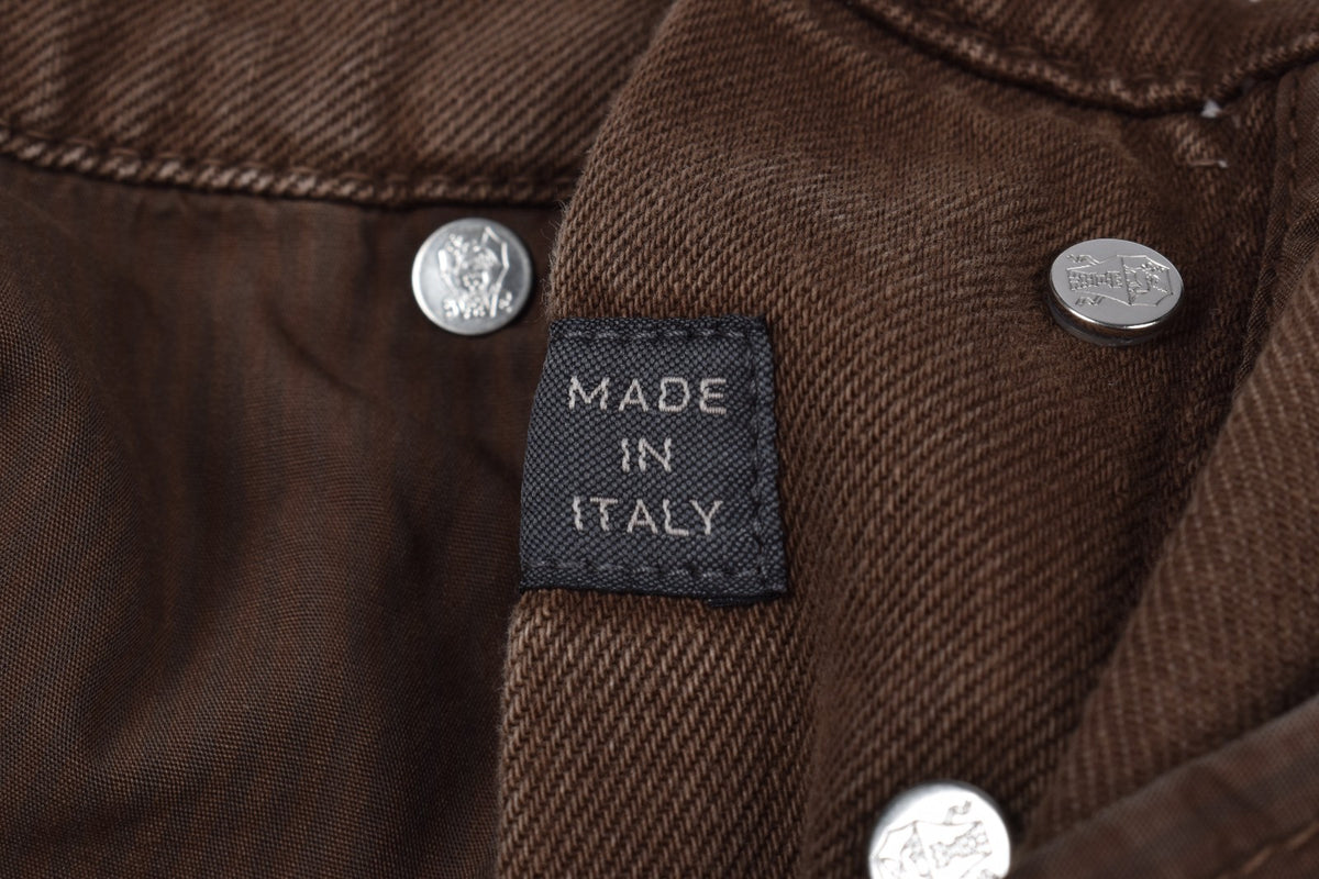 BRUNELLO CUCINELLI MEN'S5 POCKET BROWN LEISURE FIT DENIM TROUSERS