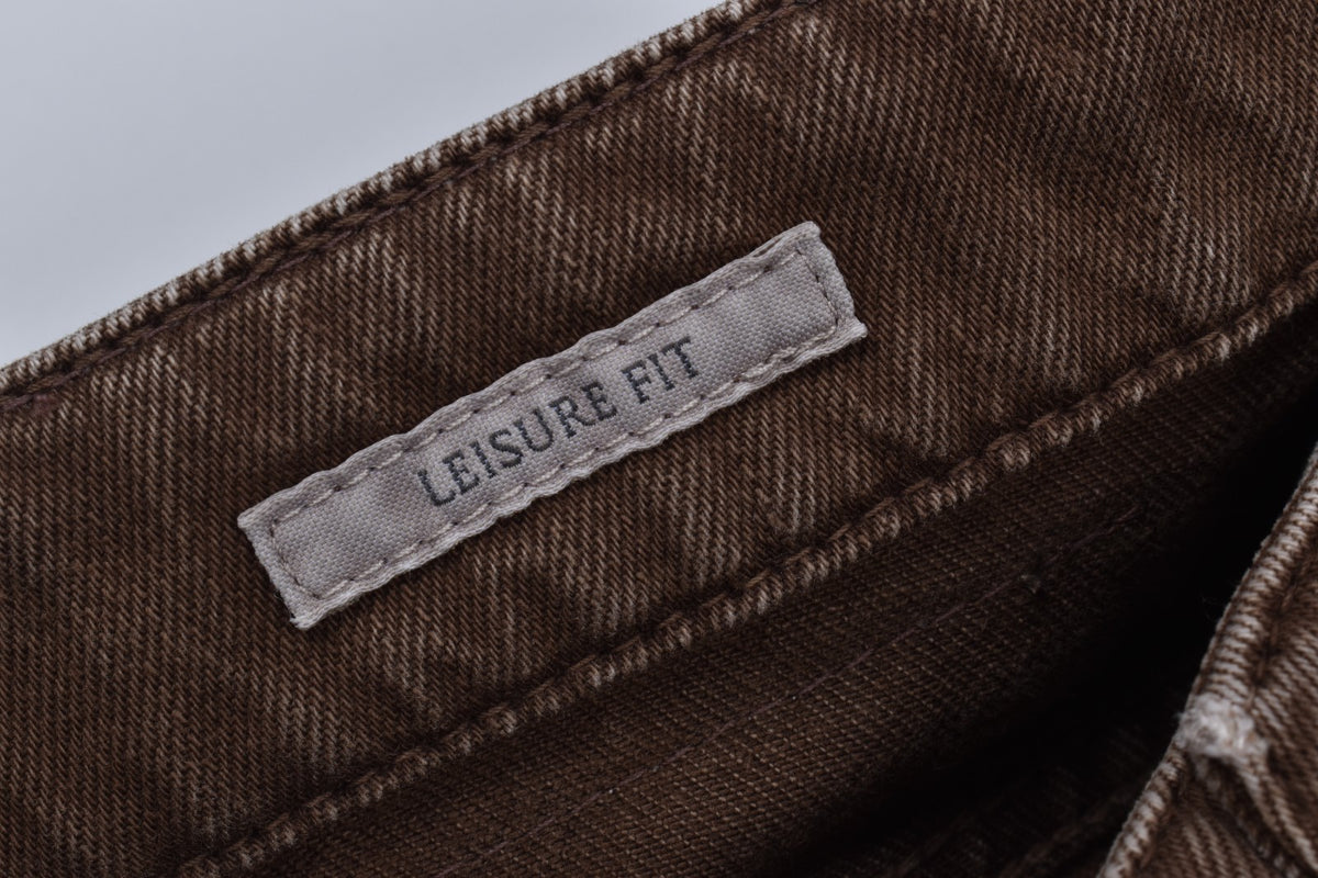BRUNELLO CUCINELLI MEN'S5 POCKET BROWN LEISURE FIT DENIM TROUSERS