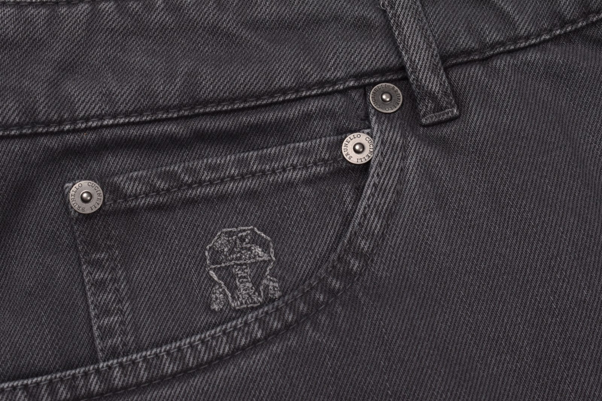 BRUNELLO CUCINELLI MEN'S 100% COTTON 5 POCKET LEISURE FIT DENIM PANTS