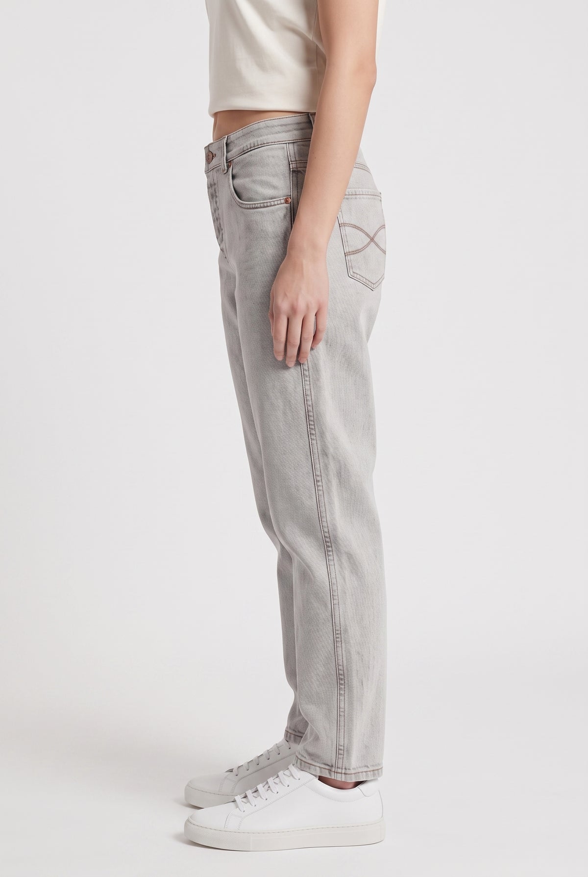 BRUNELLO CUCINELLI WOMEN'S LIGHT GREY DENIM TROUSERS
