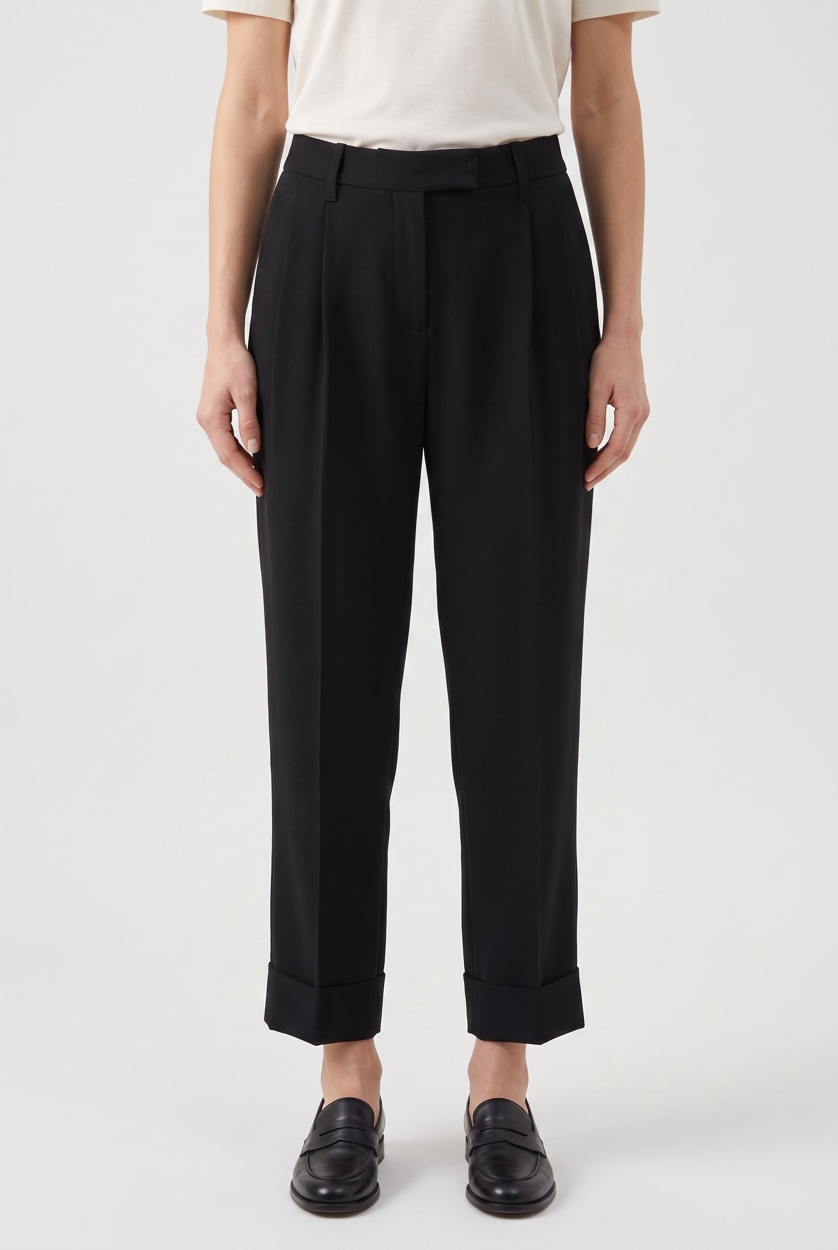 BRUNELLO CUCINELLI WOMEN'S BLACK ACETATE SILK BLEND TAPERED PANTS NWT