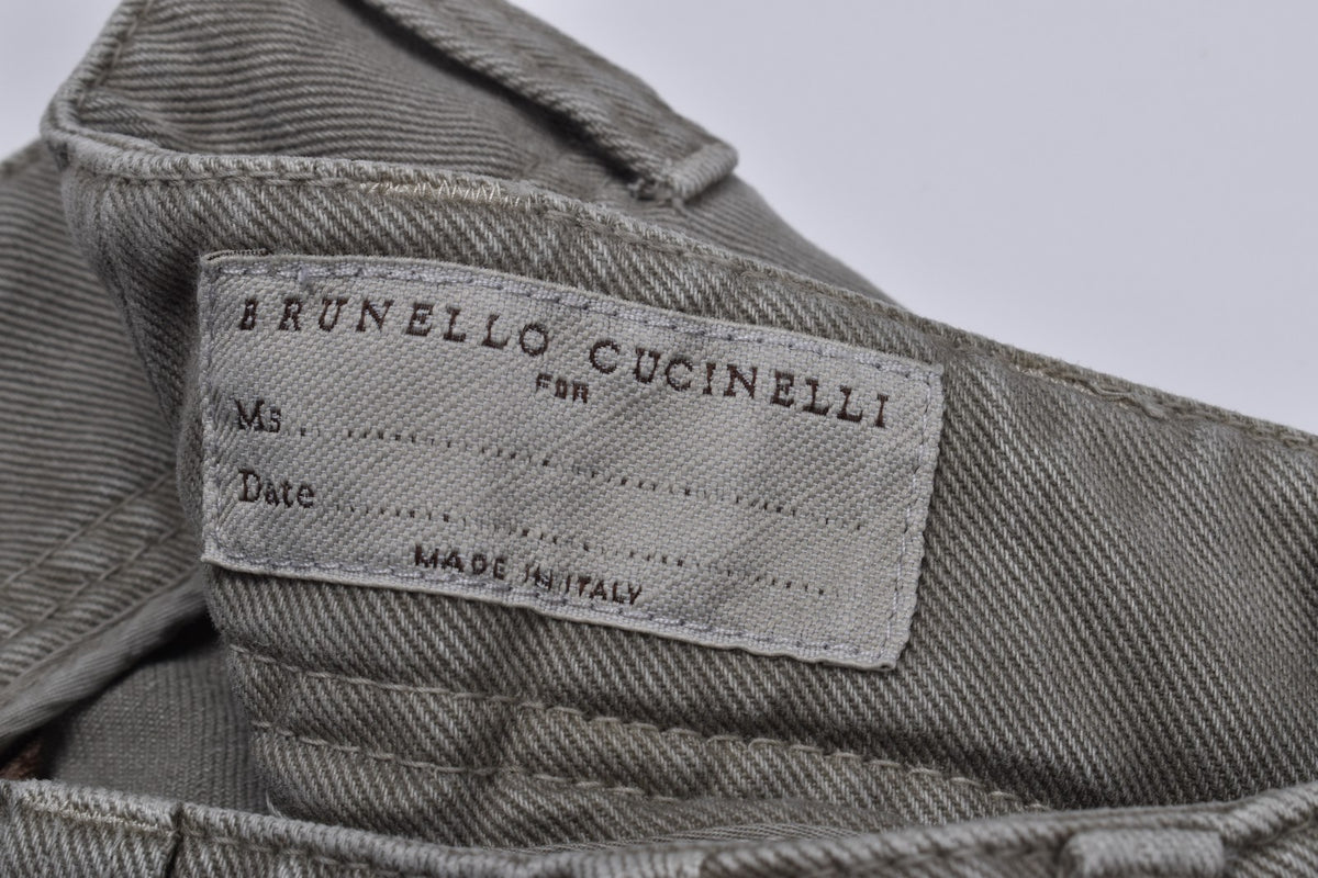 BRUNELLO CUCINELLI WOMEN'S LIGHT GREEN RELAXED DENIM STYLE TROUSERS