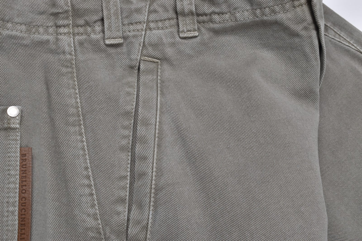 BRUNELLO CUCINELLI WOMEN'S LIGHT GREEN RELAXED DENIM STYLE TROUSERS
