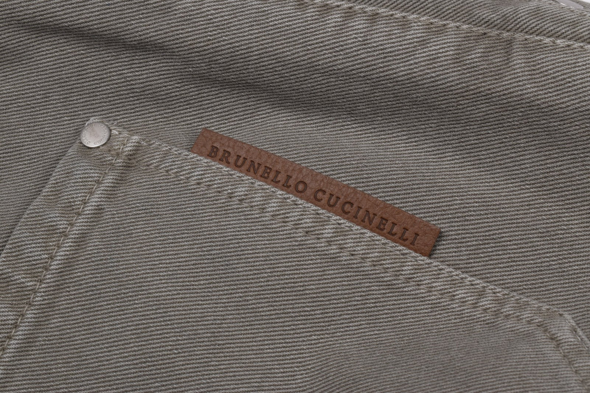 BRUNELLO CUCINELLI WOMEN'S LIGHT GREEN RELAXED DENIM STYLE TROUSERS