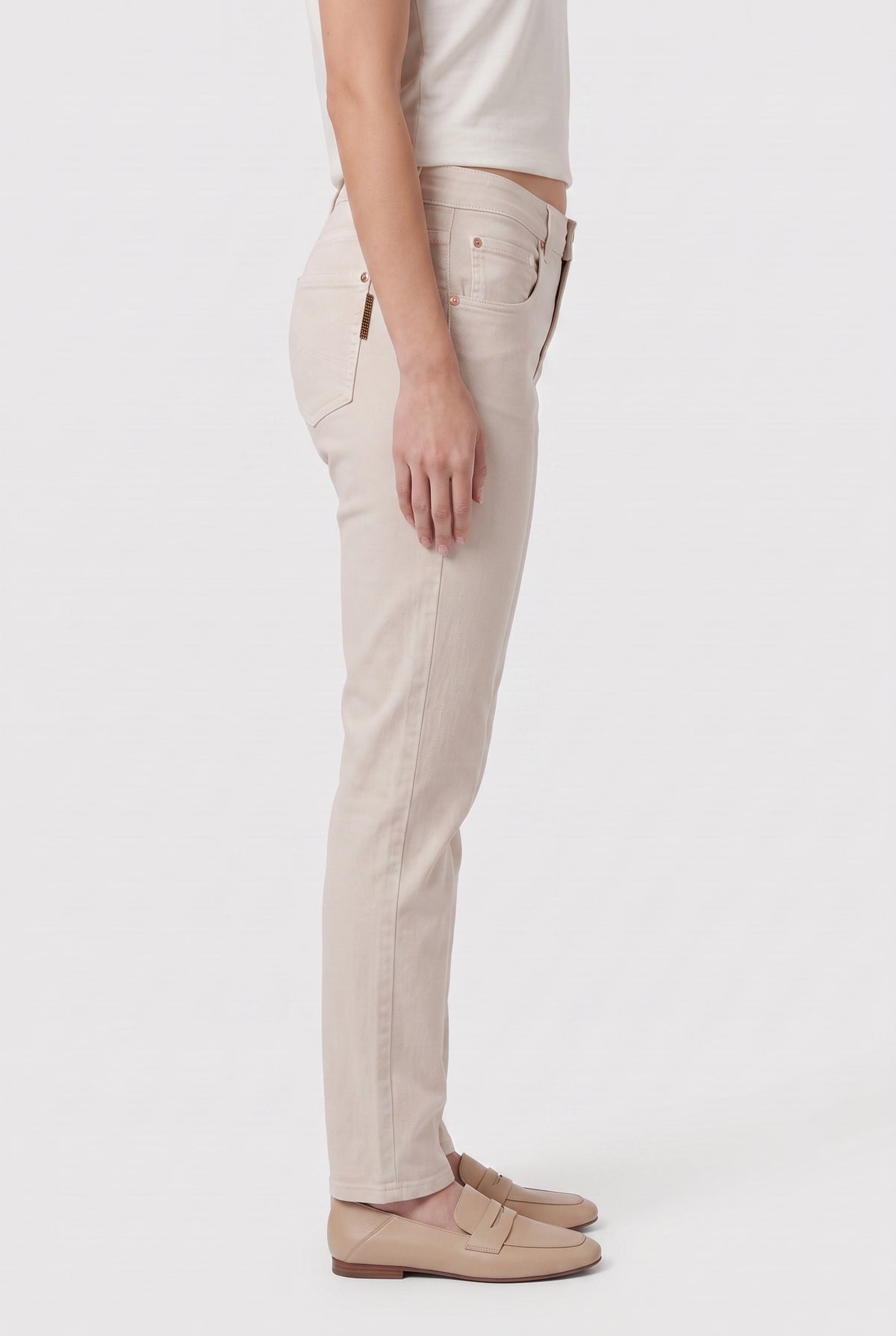 BRUNELLO CUCINELLI WOMEN'S BEIGE 5 POCKET JEAN STYLE DENIM PANTS