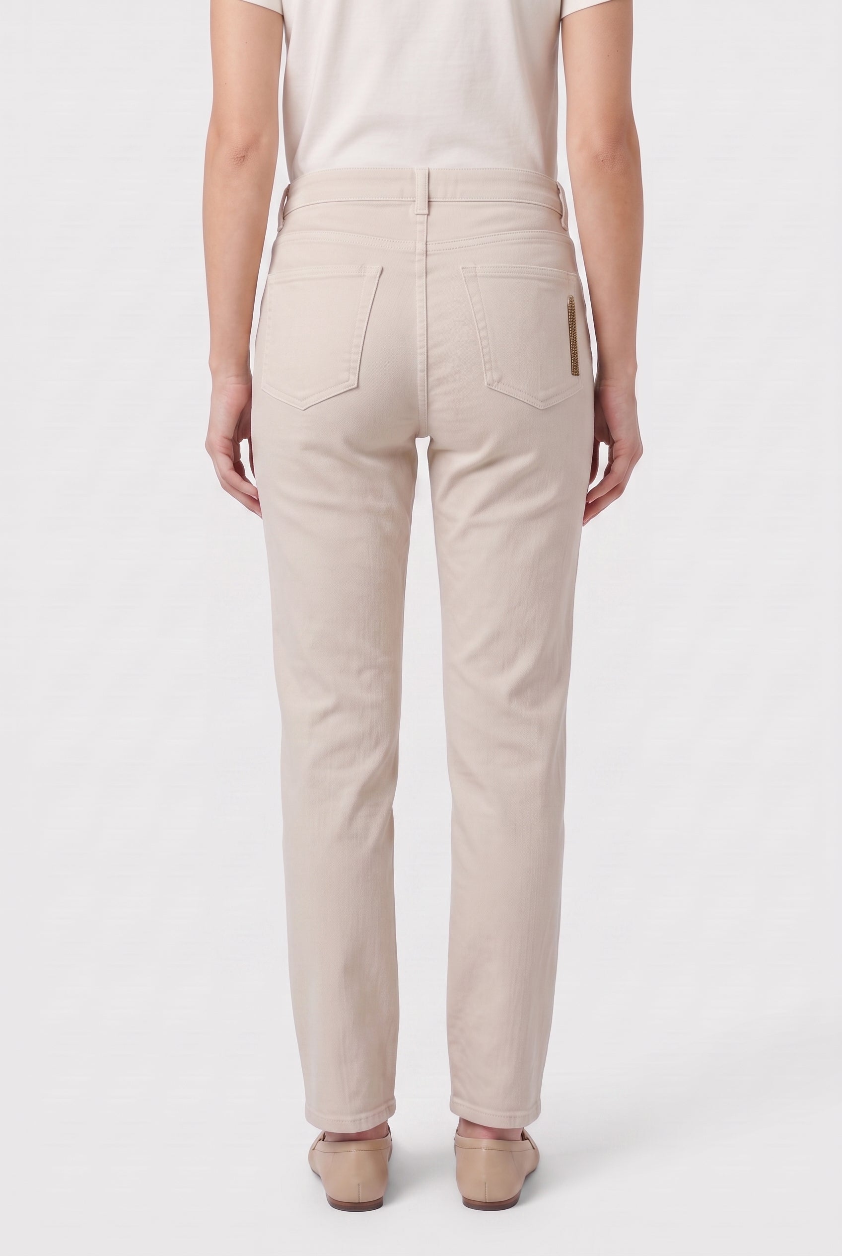 BRUNELLO CUCINELLI WOMEN'S BEIGE 5 POCKET JEAN STYLE DENIM PANTS