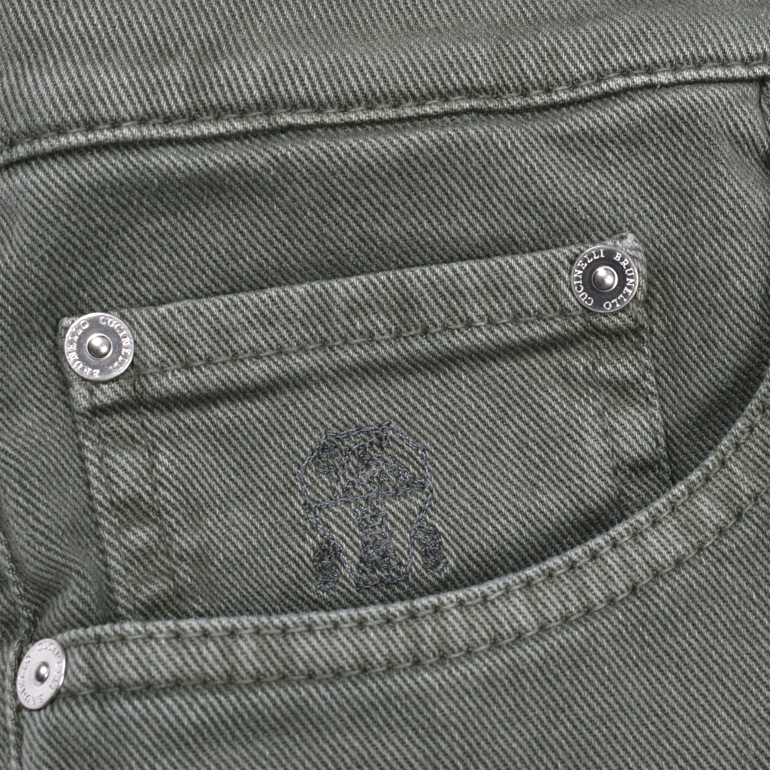 BRUNELLO CUCINELLI MEN'S SAGE COTTON TRADITIONAL TROUSERS