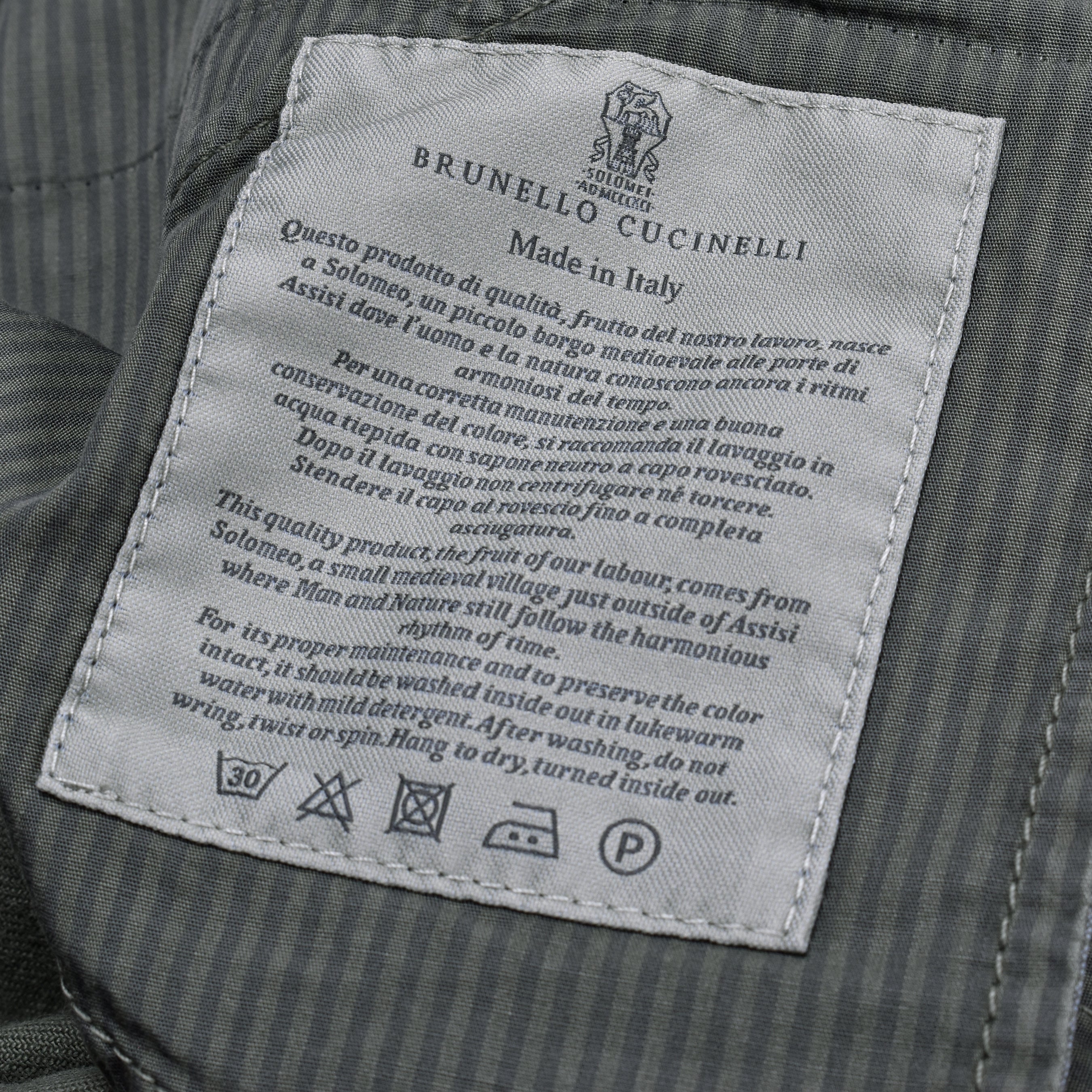 BRUNELLO CUCINELLI MEN'S SAGE COTTON TRADITIONAL TROUSERS