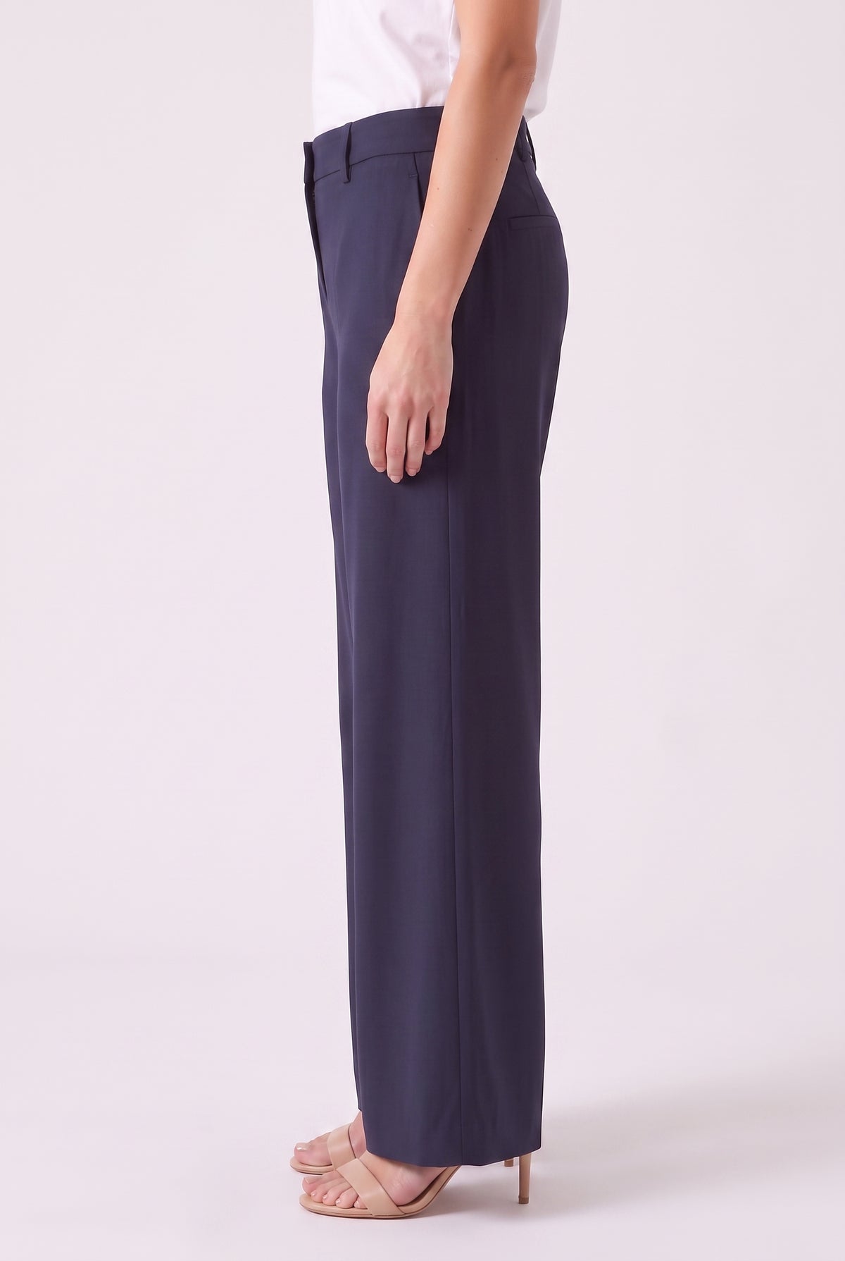 BRUNELLO CUCINELLI WOMEN'S NAVY COTTON WIDE TROUSERS