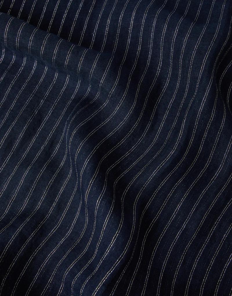 BRUNELLO CUCINELLI WOMEN'S BLUE LINEN STRIPED SCARF