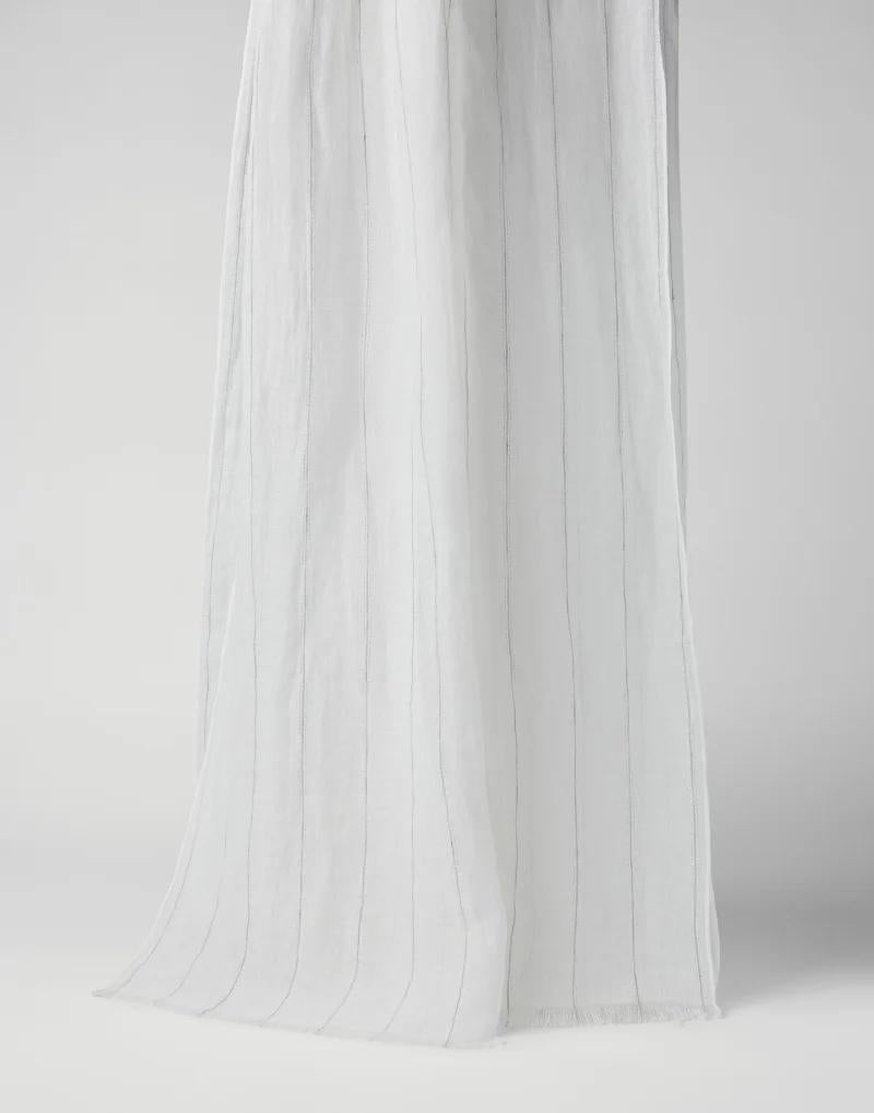 BRUNELLO CUCINELLI WOMEN'S WHITE LINEN STRIPED SCARF