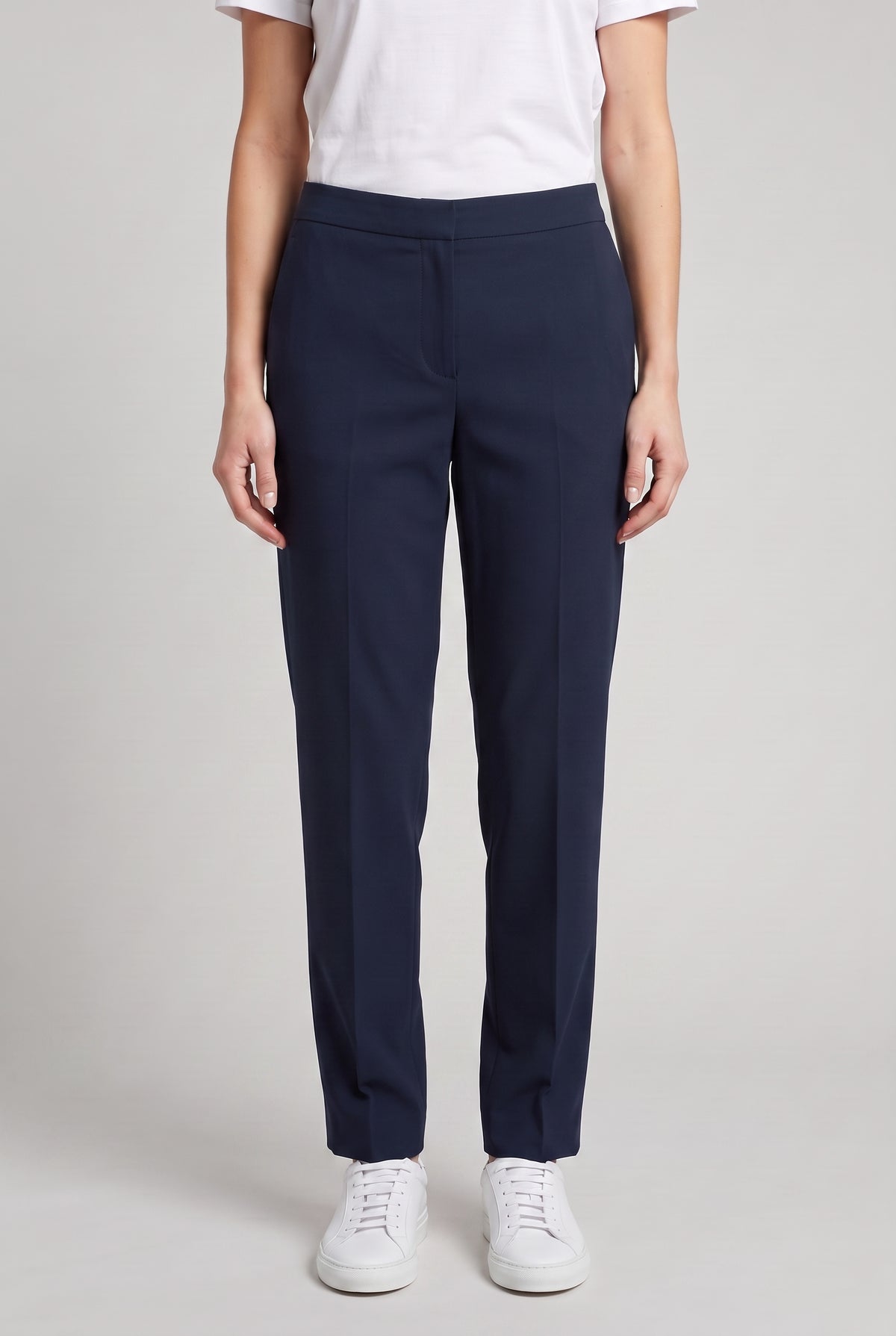 BRUNELLO CUCINELLI WOMEN'S DARK BLUE COTTON TROUSERS