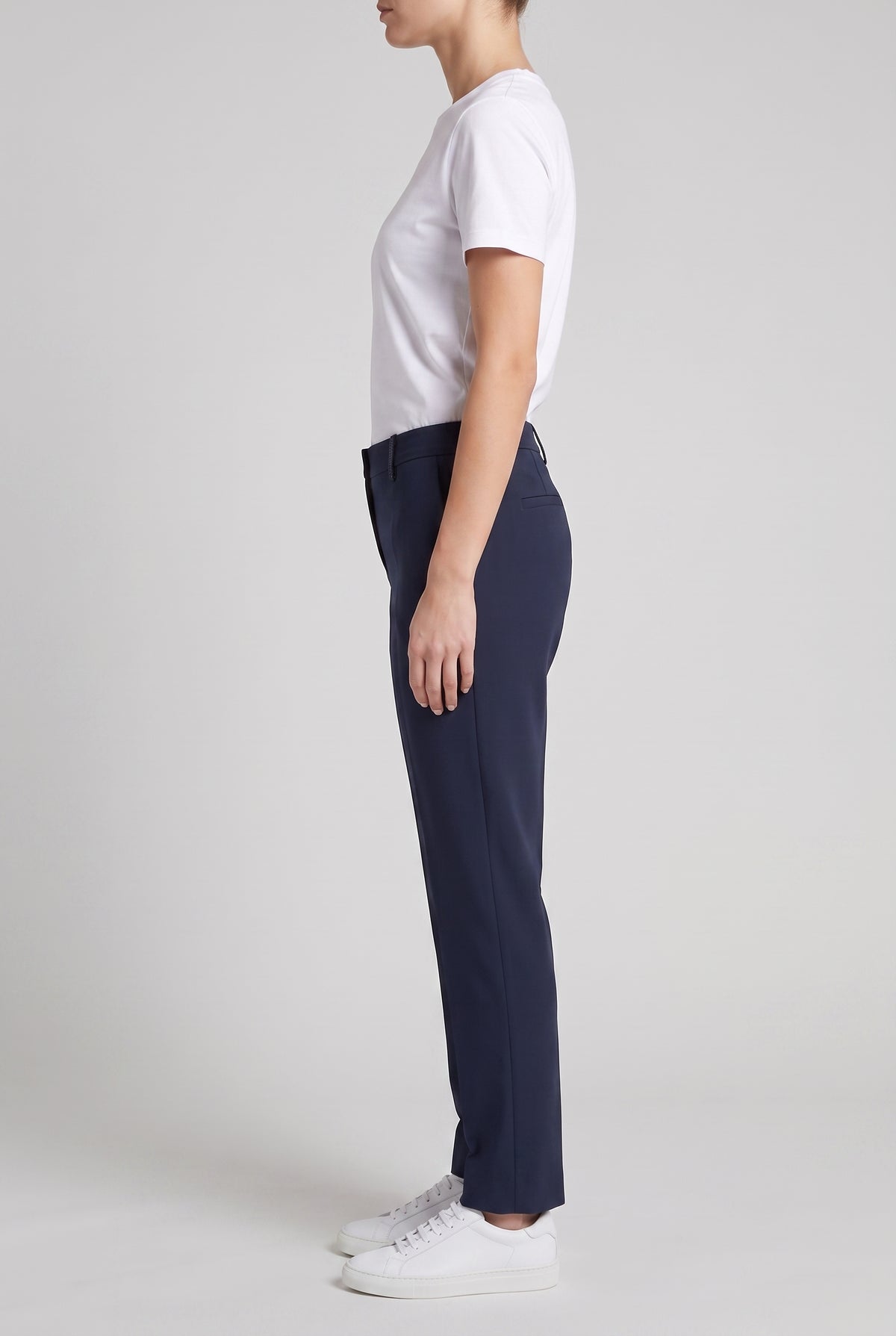 BRUNELLO CUCINELLI WOMEN'S DARK BLUE COTTON TROUSERS