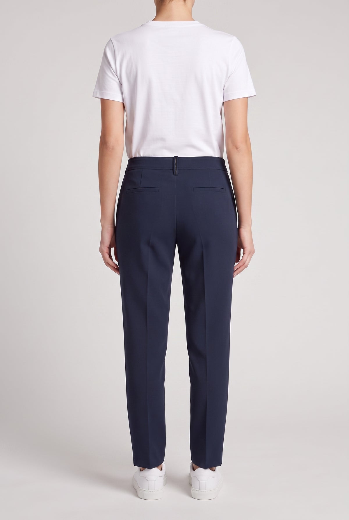 BRUNELLO CUCINELLI WOMEN'S DARK BLUE COTTON TROUSERS