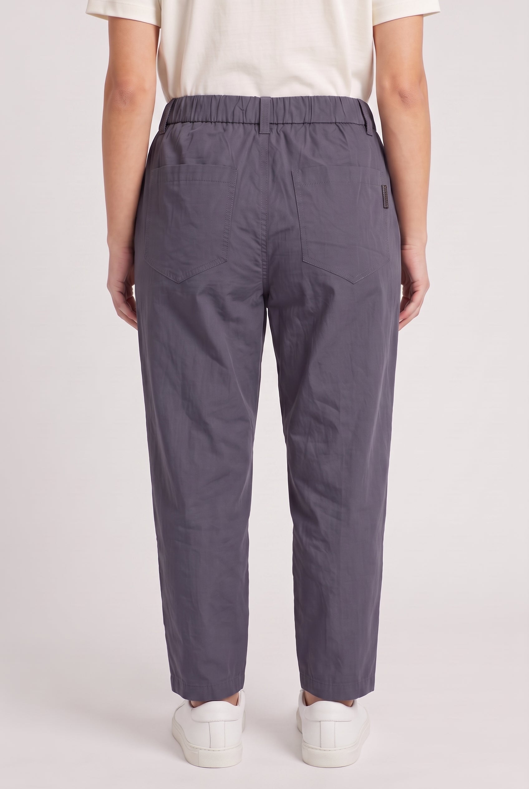 BRUNELLO CUCINELLI WOMEN'S DARK BLUE COTTON TROUSERS