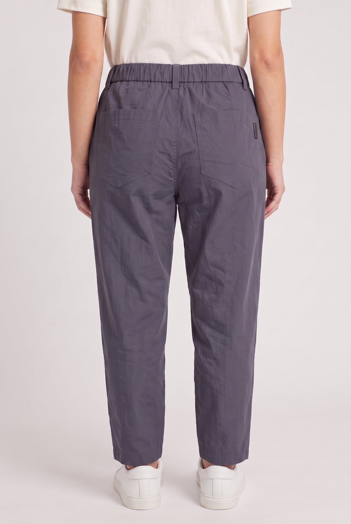 BRUNELLO CUCINELLI WOMEN'S DARK BLUE COTTON TROUSERS