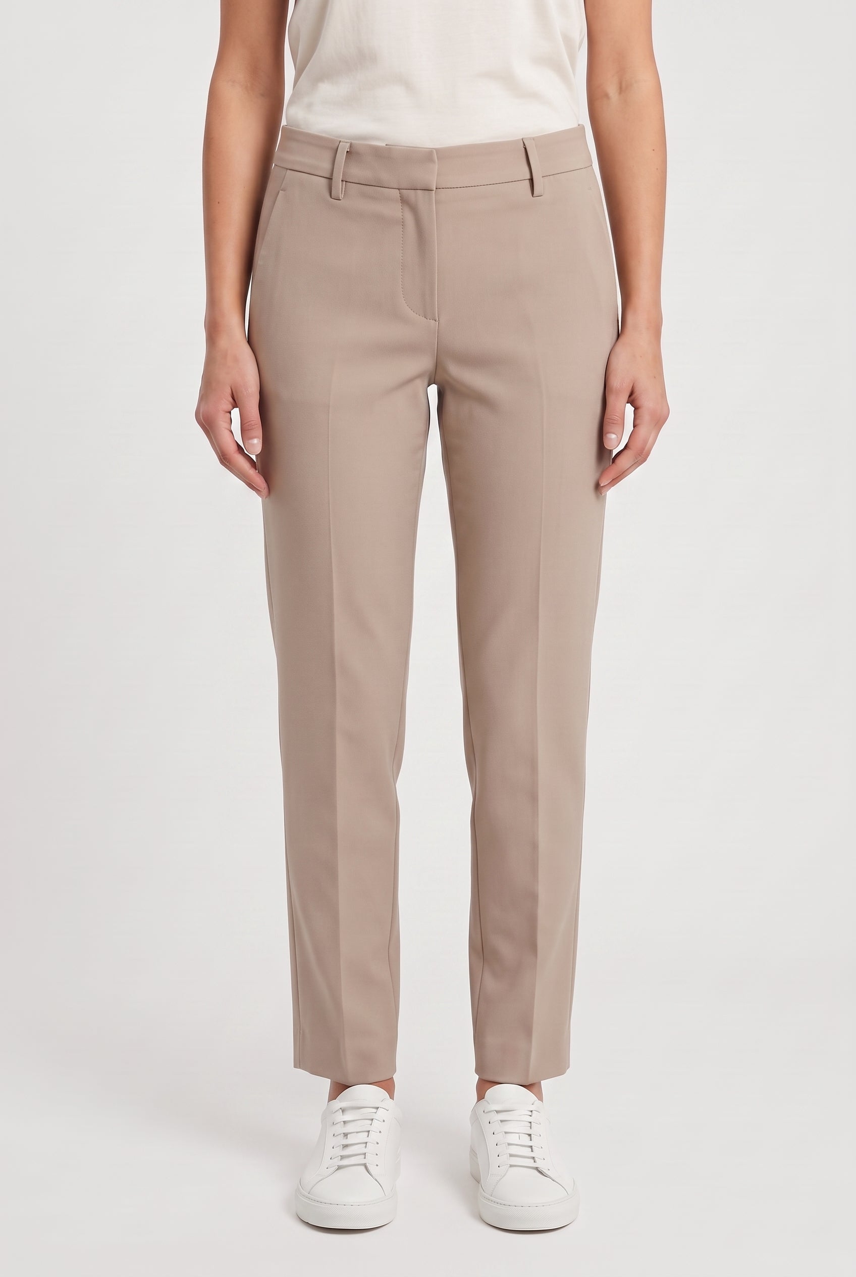 BRUNELLO CUCINELLI WOMEN'S BEIGE COTTON CASUAL TROUSERS