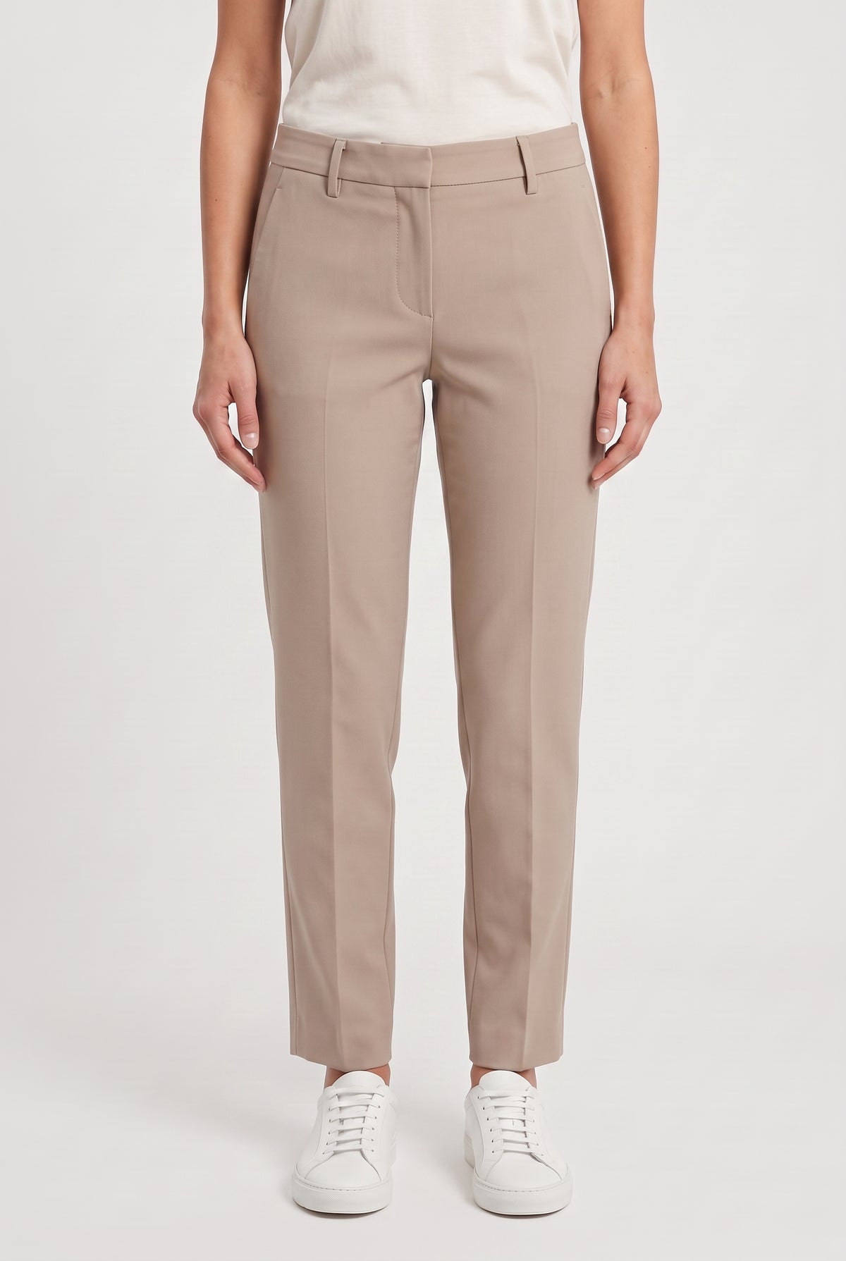 BRUNELLO CUCINELLI WOMEN'S BEIGE COTTON CASUAL TROUSERS