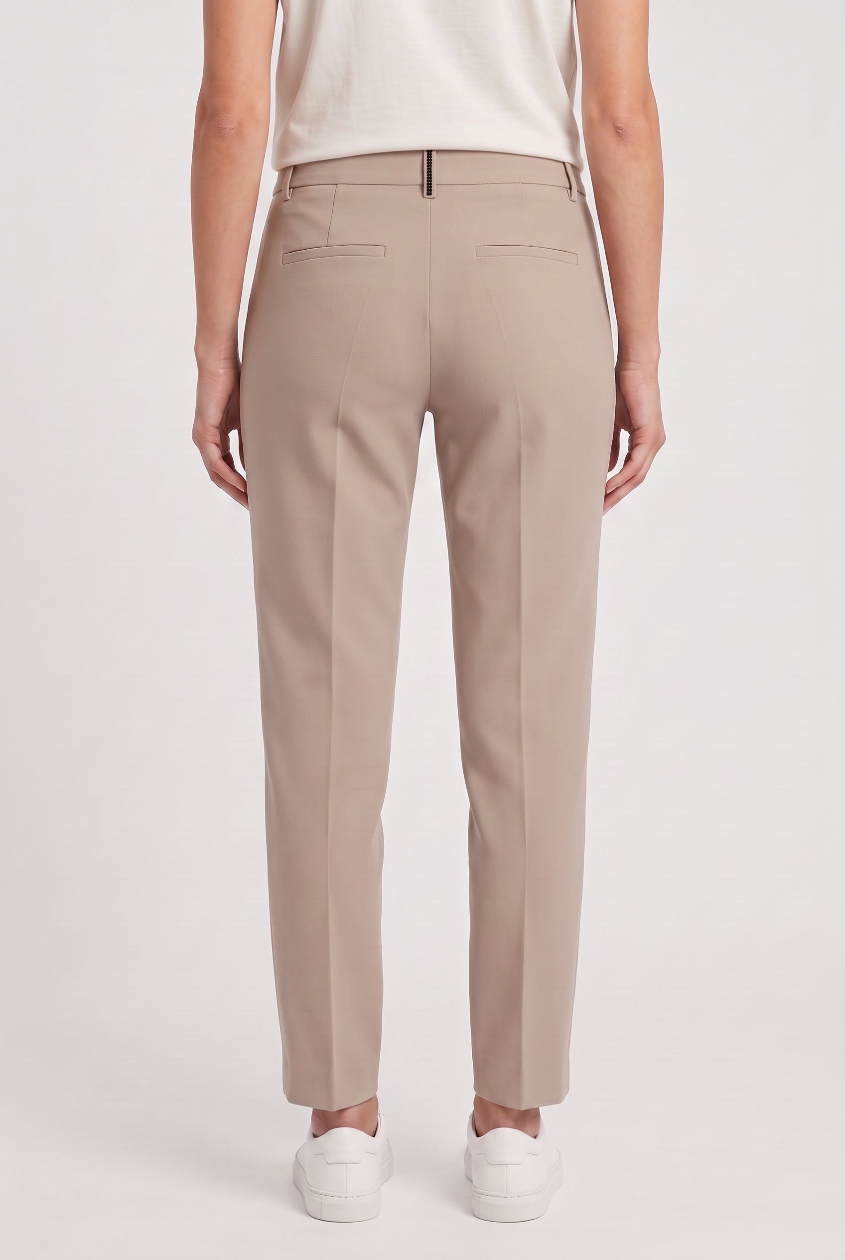 BRUNELLO CUCINELLI WOMEN'S BEIGE COTTON CASUAL TROUSERS