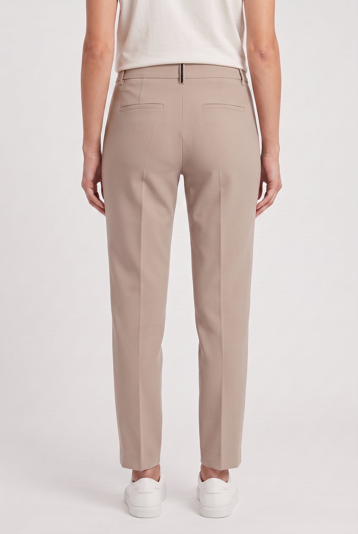 BRUNELLO CUCINELLI WOMEN'S BEIGE COTTON CASUAL TROUSERS