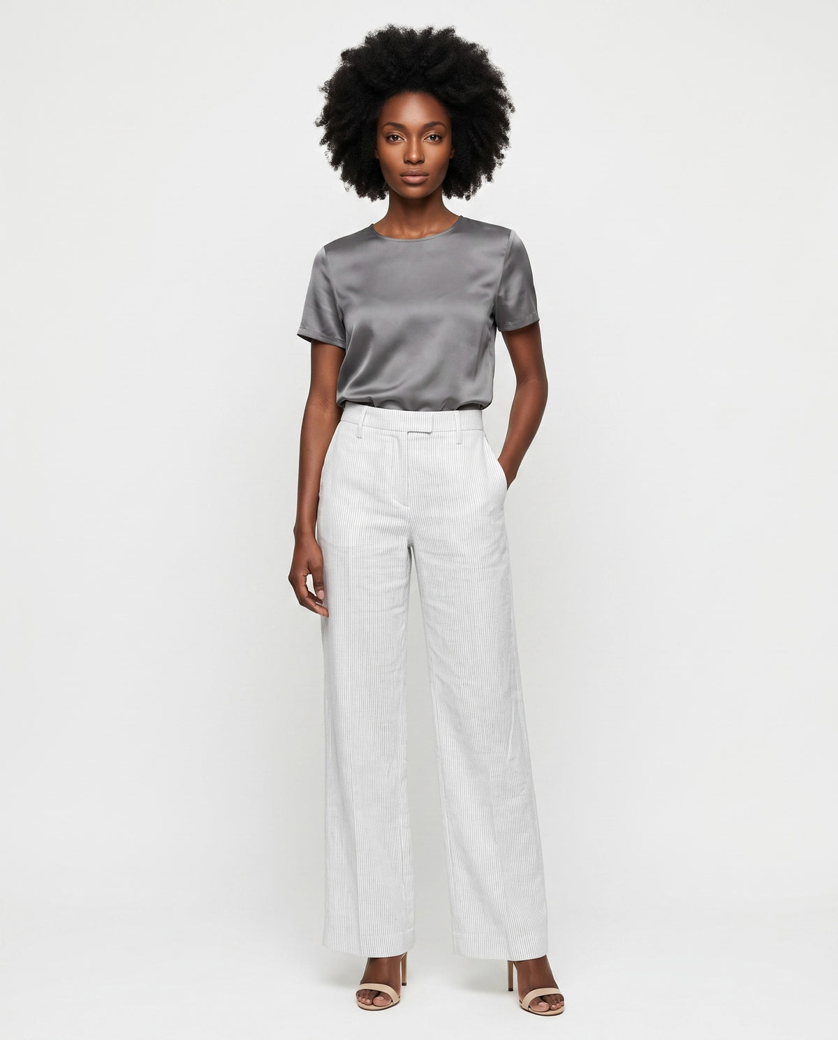 BRUNELLO CUCINELLI WOMEN'S OFF WHITE LINEN TROUSERS