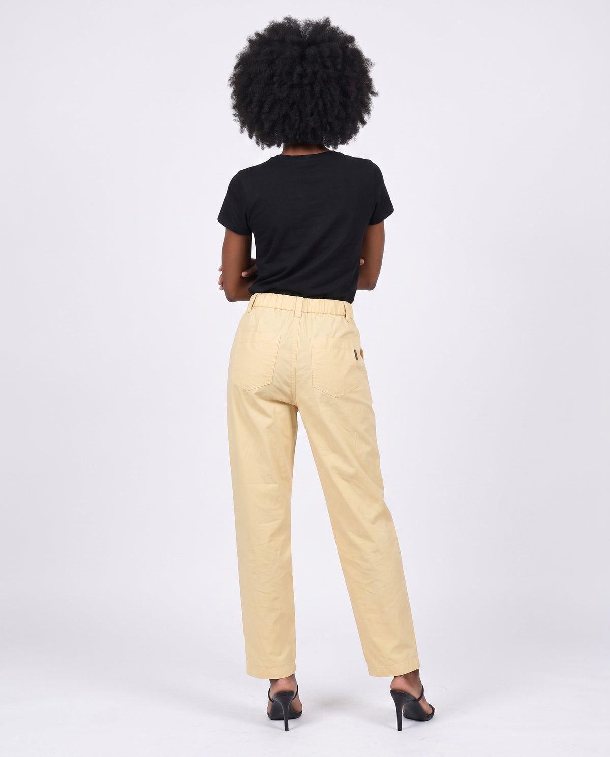 BRUNELLO CUCINELLI WOMEN'S LIGHT YELLOW COTTON TROUSERS