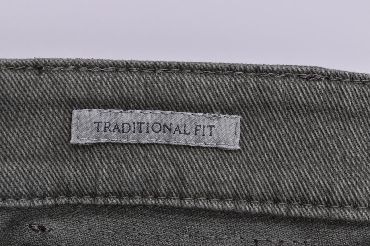 BRUNELLO CUCINELLI MEN'S SAGE COTTON TRADITIONAL TROUSERS