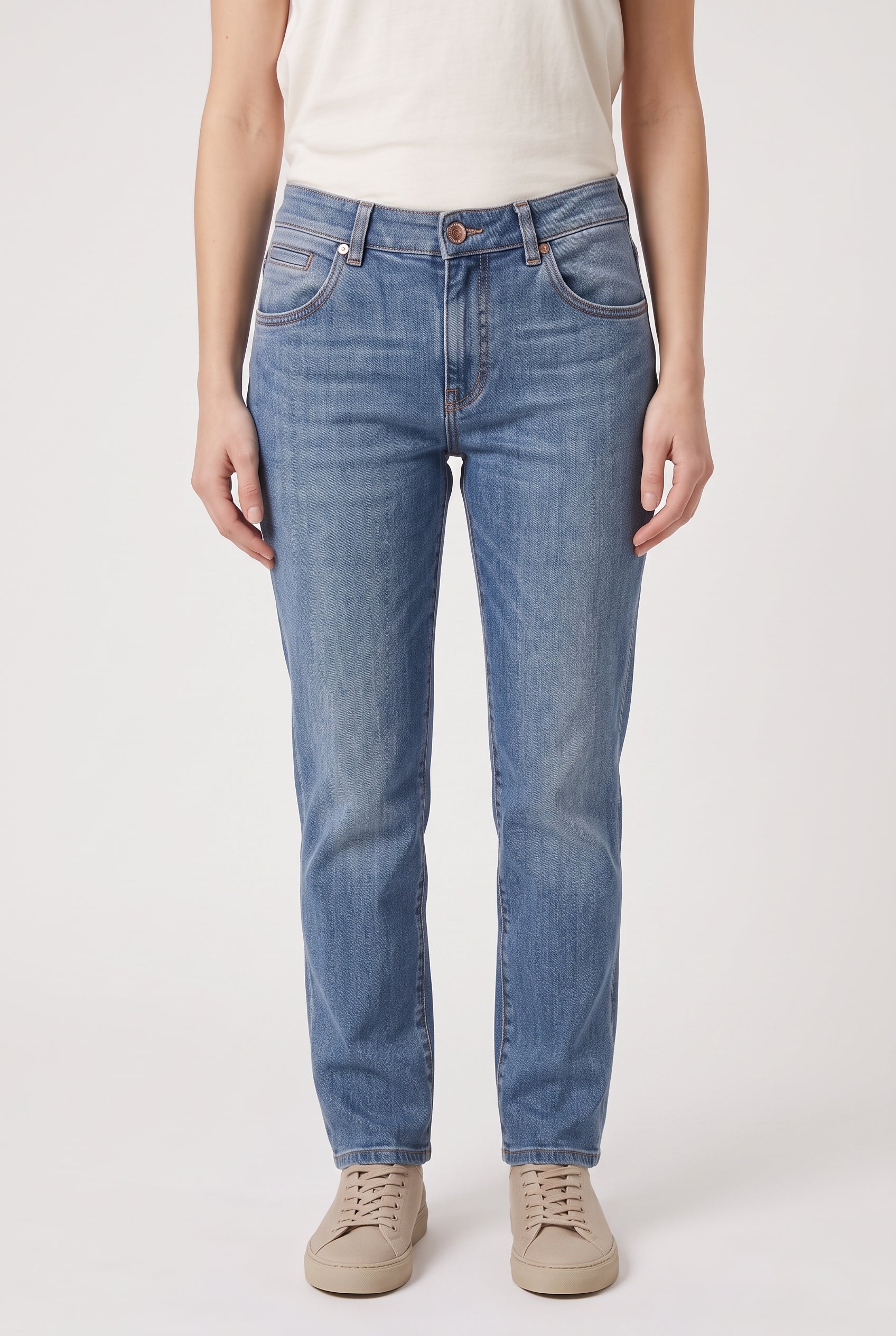 BRUNELLO CUCINELLI WOMEN'S LIGHT BLUE DENIM TROUSERS