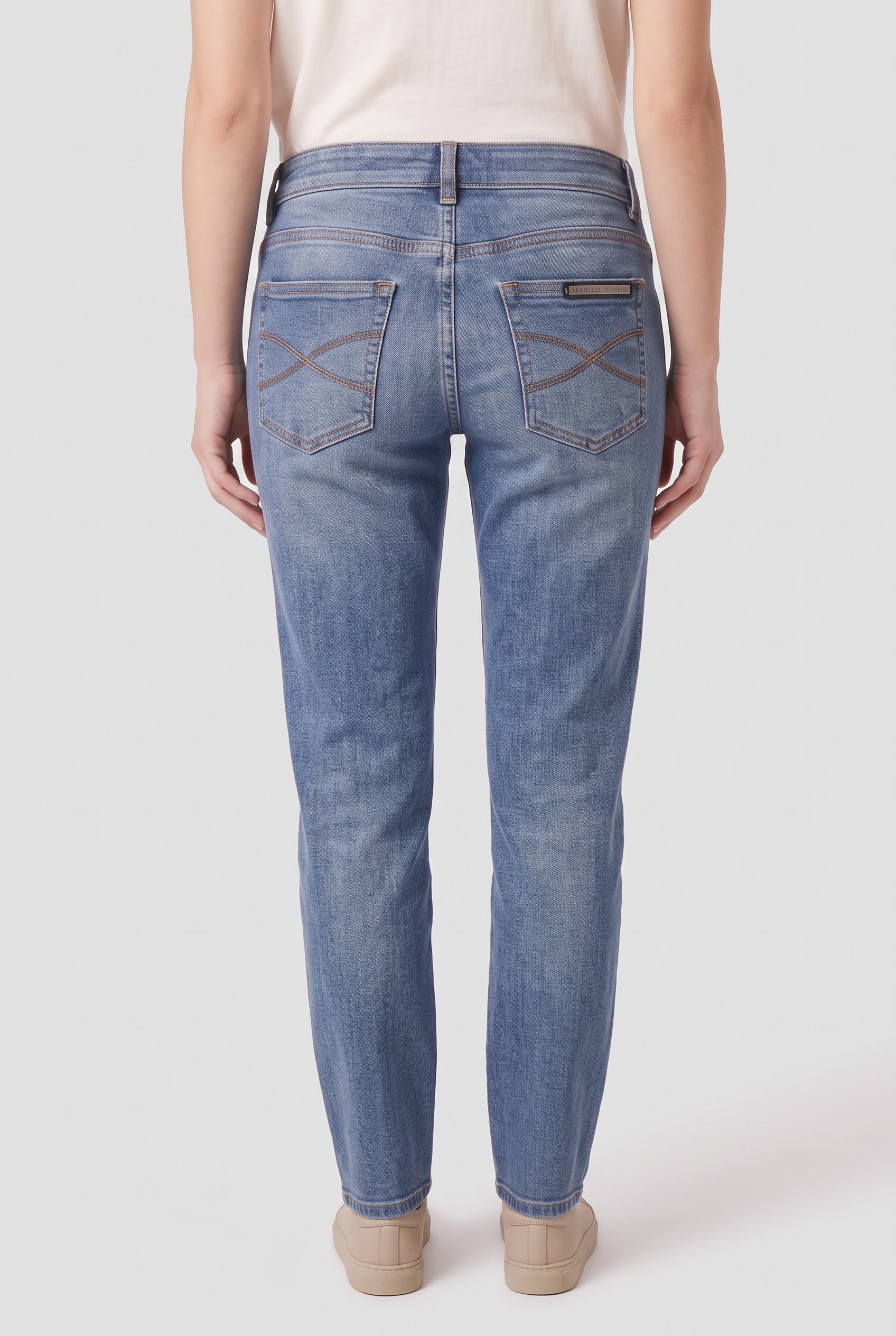 BRUNELLO CUCINELLI WOMEN'S LIGHT BLUE DENIM TROUSERS
